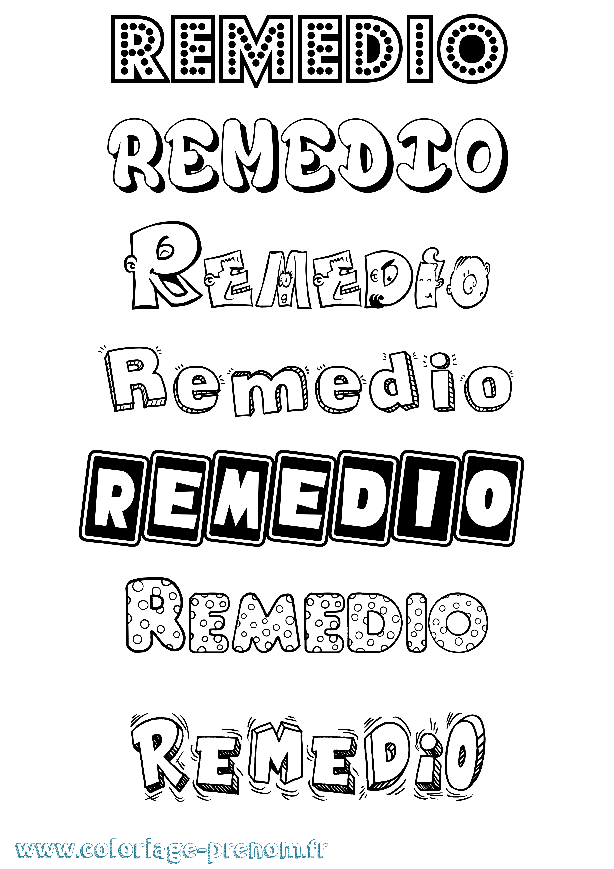 Coloriage Remedio Fun Coloriage prénom Remedio Fun