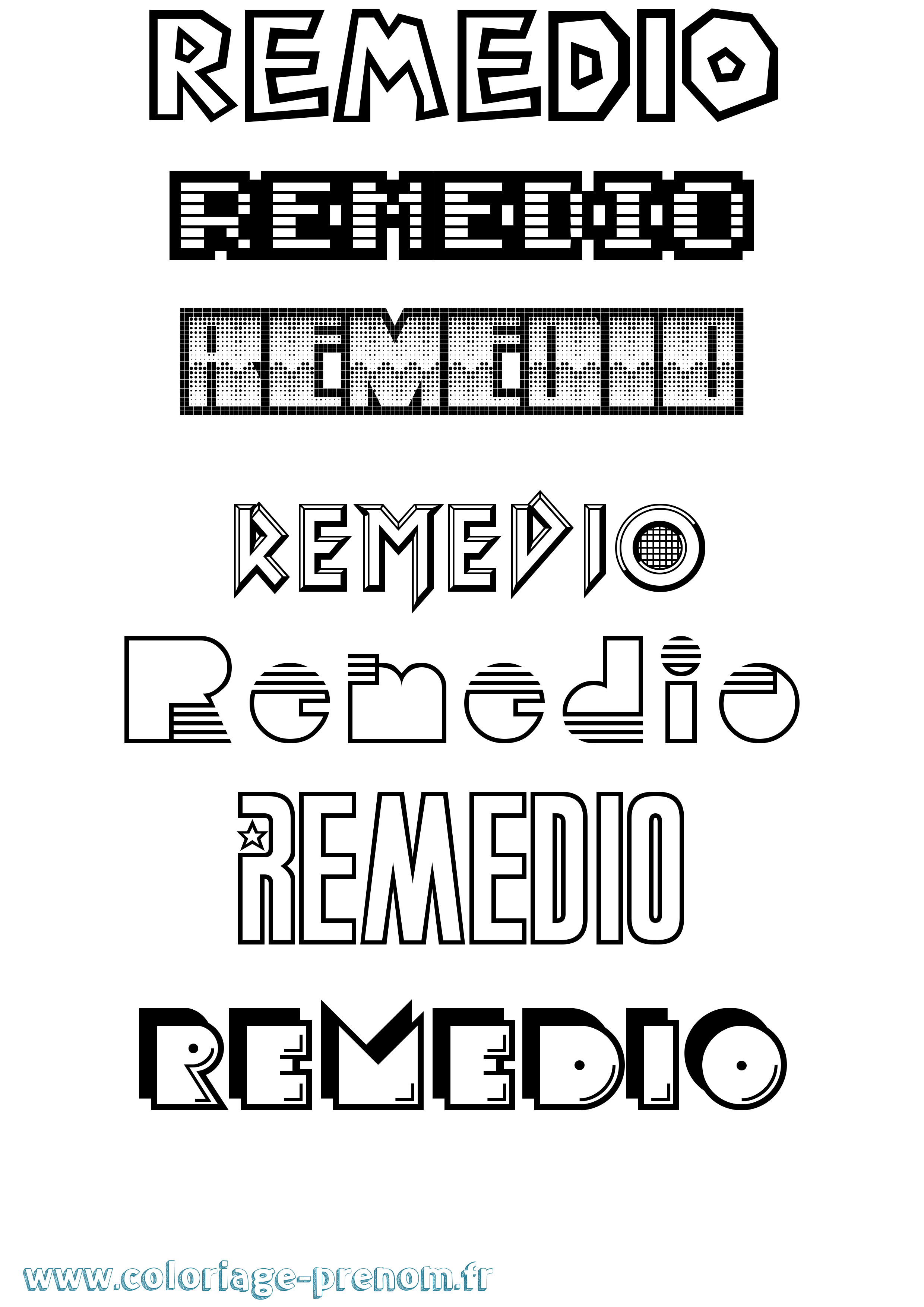 Coloriage Remedio Jeux Vidéos Coloriage prénom Remedio Jeux Vidéos