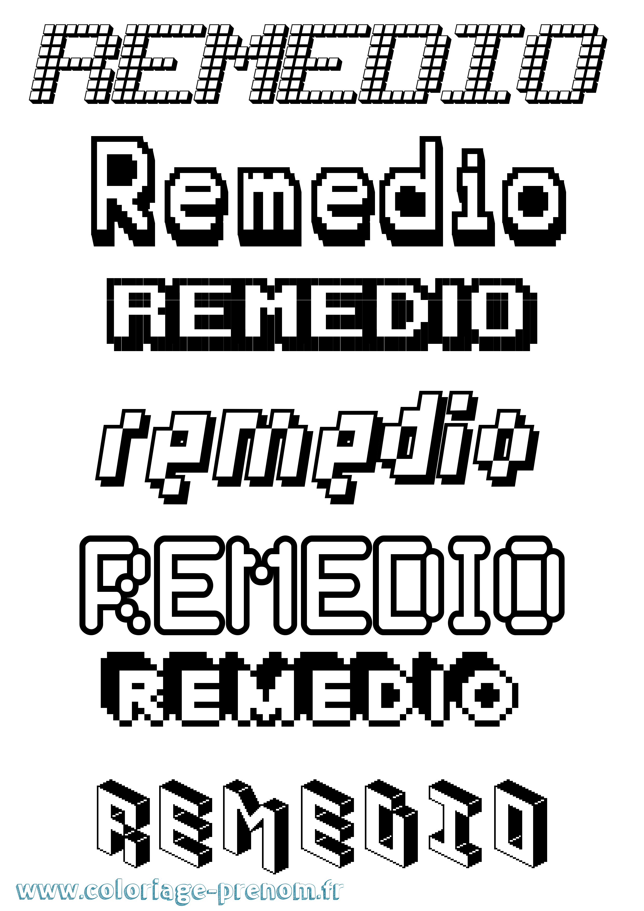 Coloriage Remedio Pixel Coloriage prénom Remedio Pixel