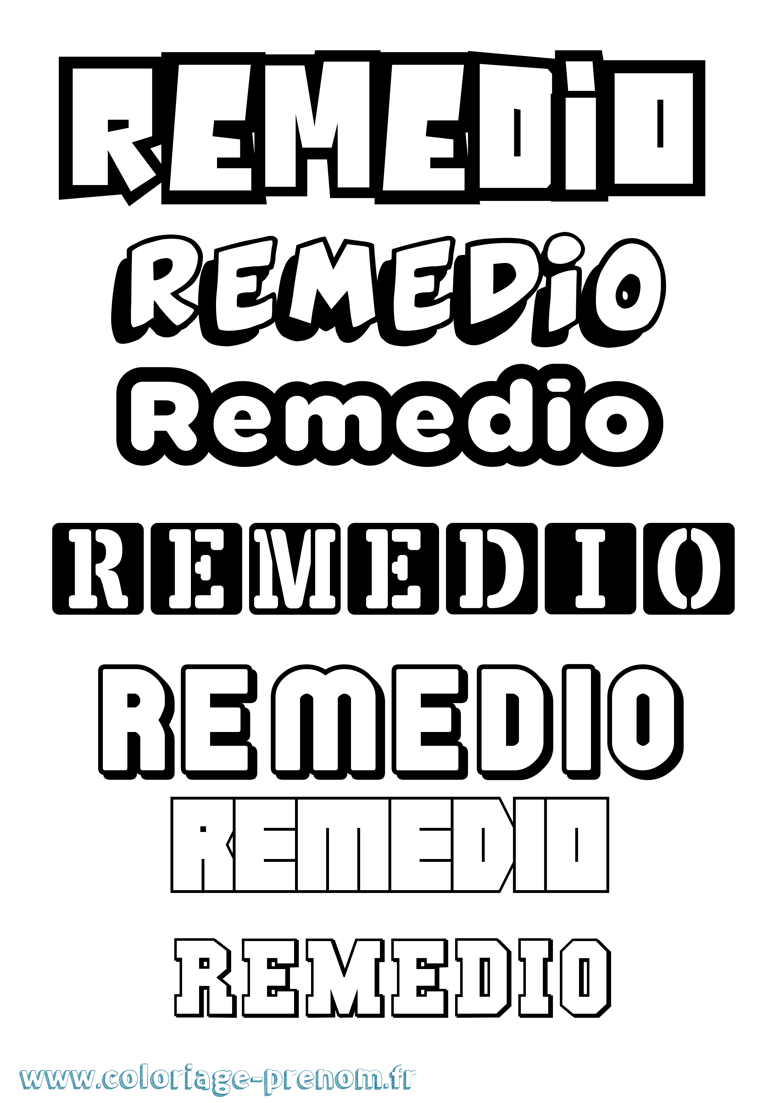Coloriage Remedio Simple Coloriage prénom Remedio Simple