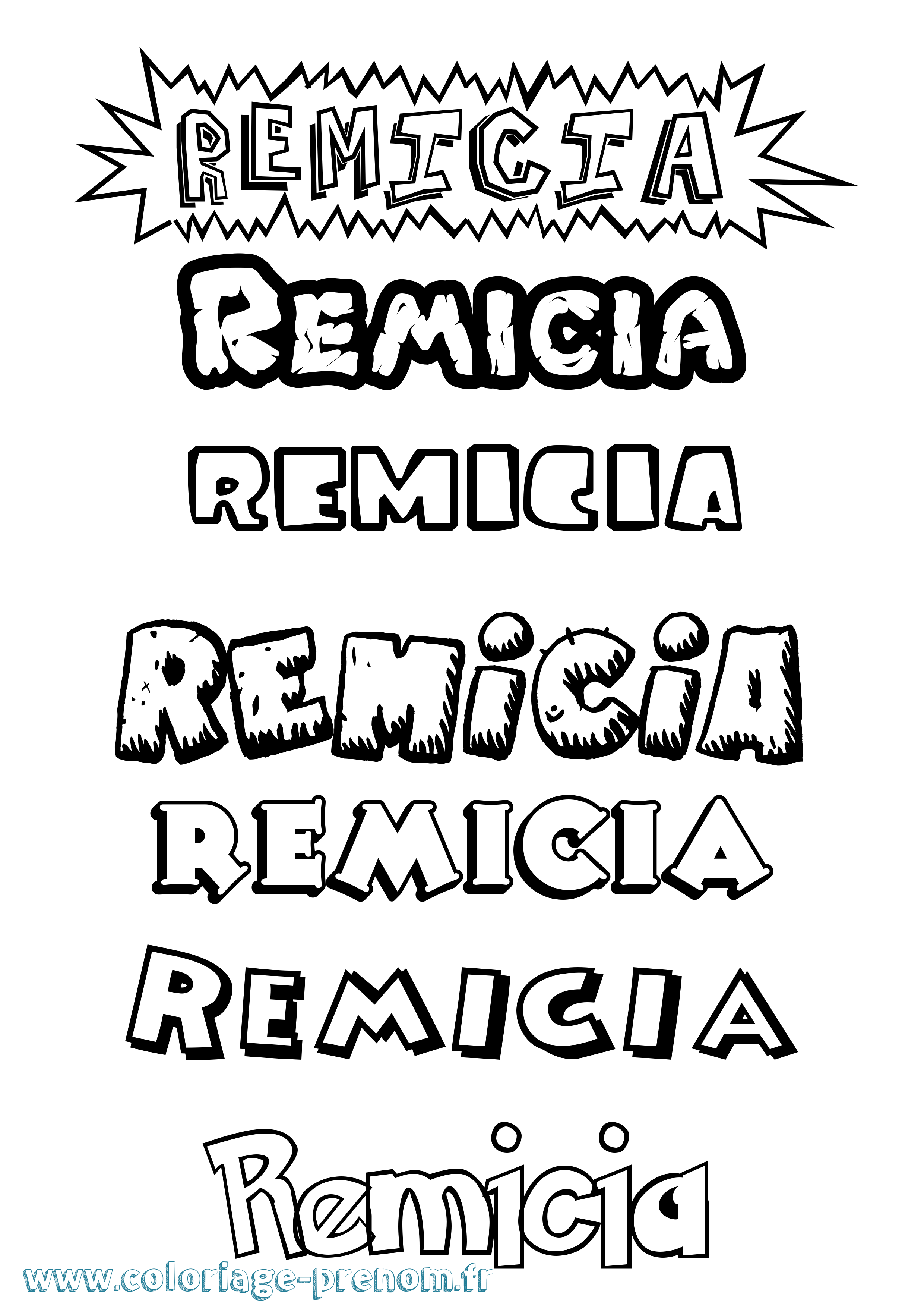 Coloriage Remicia Dessin Animé Coloriage prénom Remicia Dessin Animé