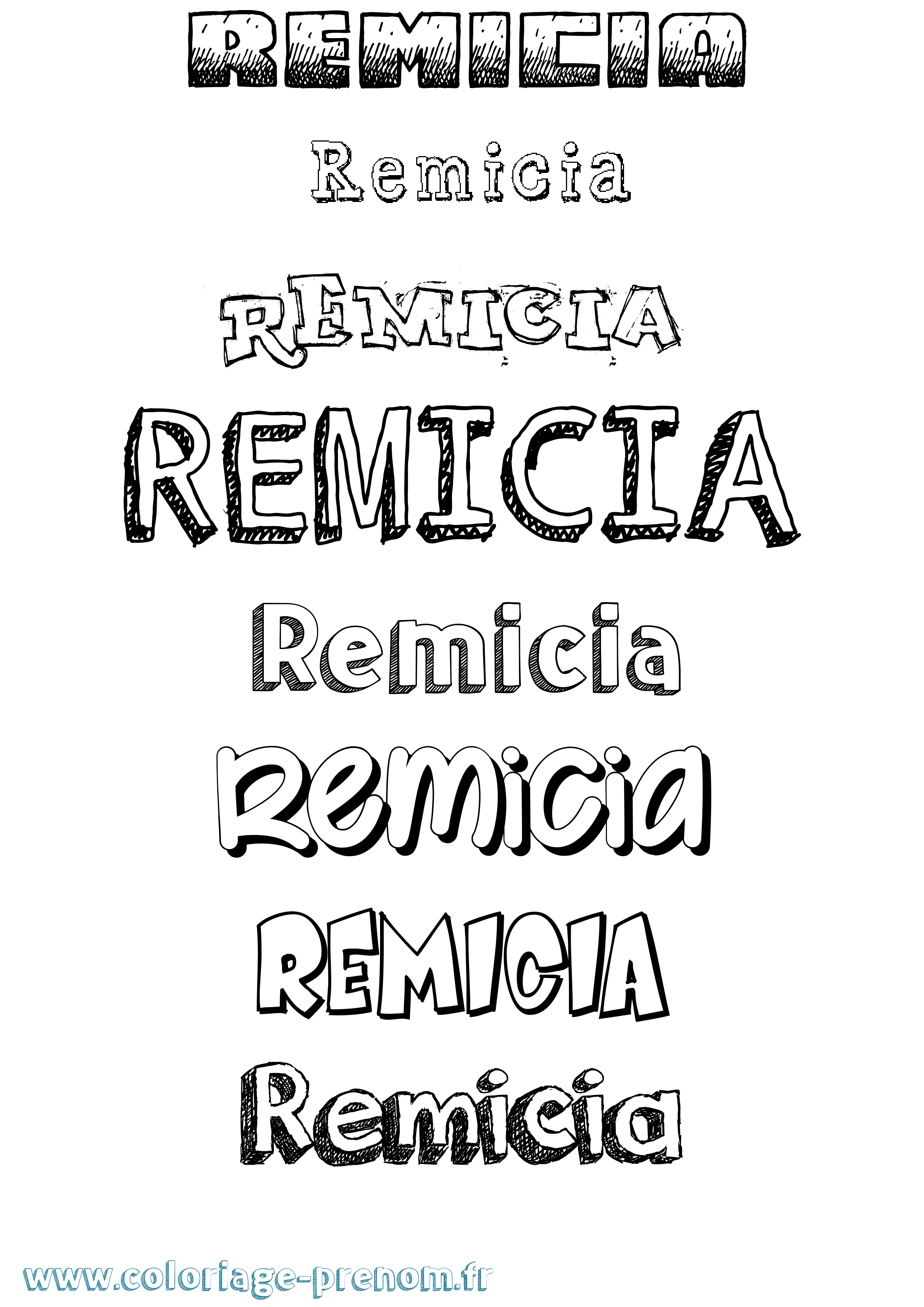 Coloriage Remicia Dessiné Coloriage prénom Remicia Dessiné
