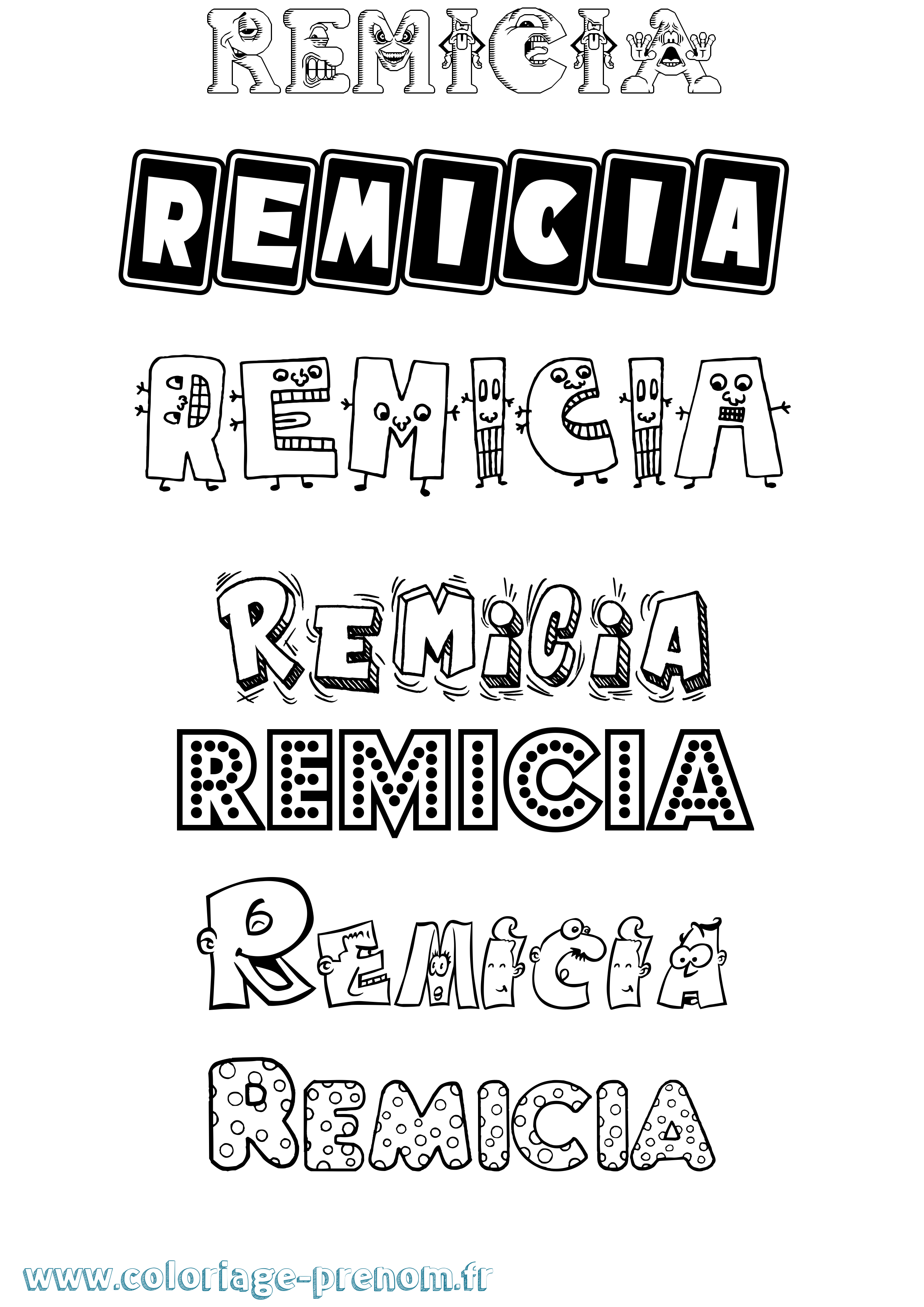 Coloriage Remicia Fun Coloriage prénom Remicia Fun
