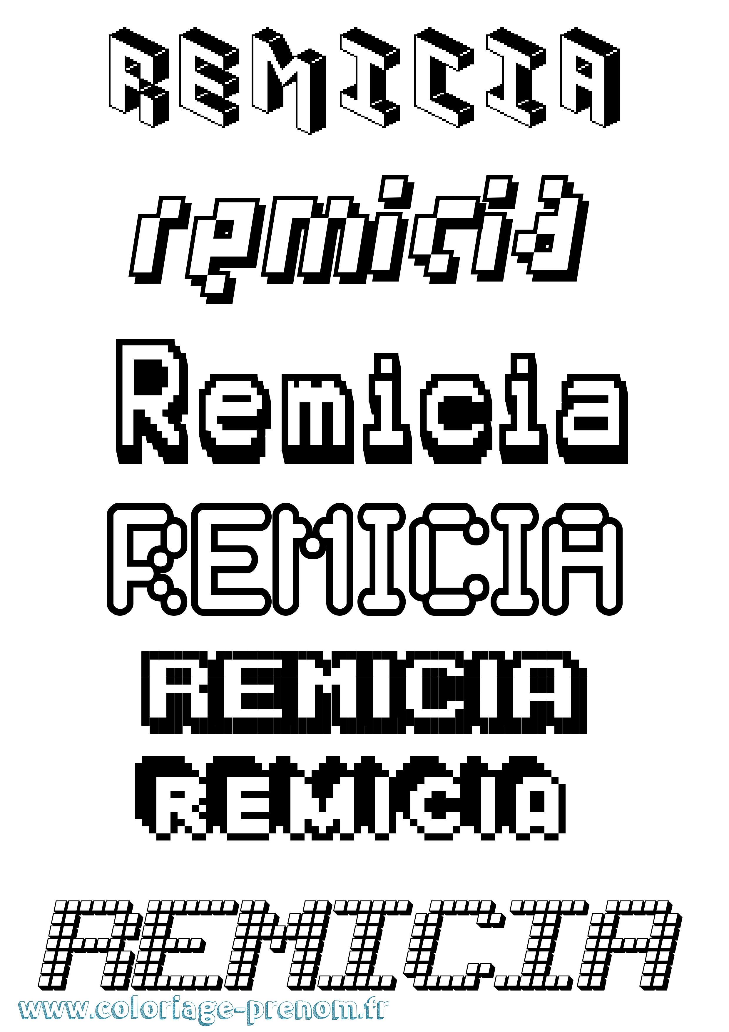 Coloriage Remicia Pixel Coloriage prénom Remicia Pixel