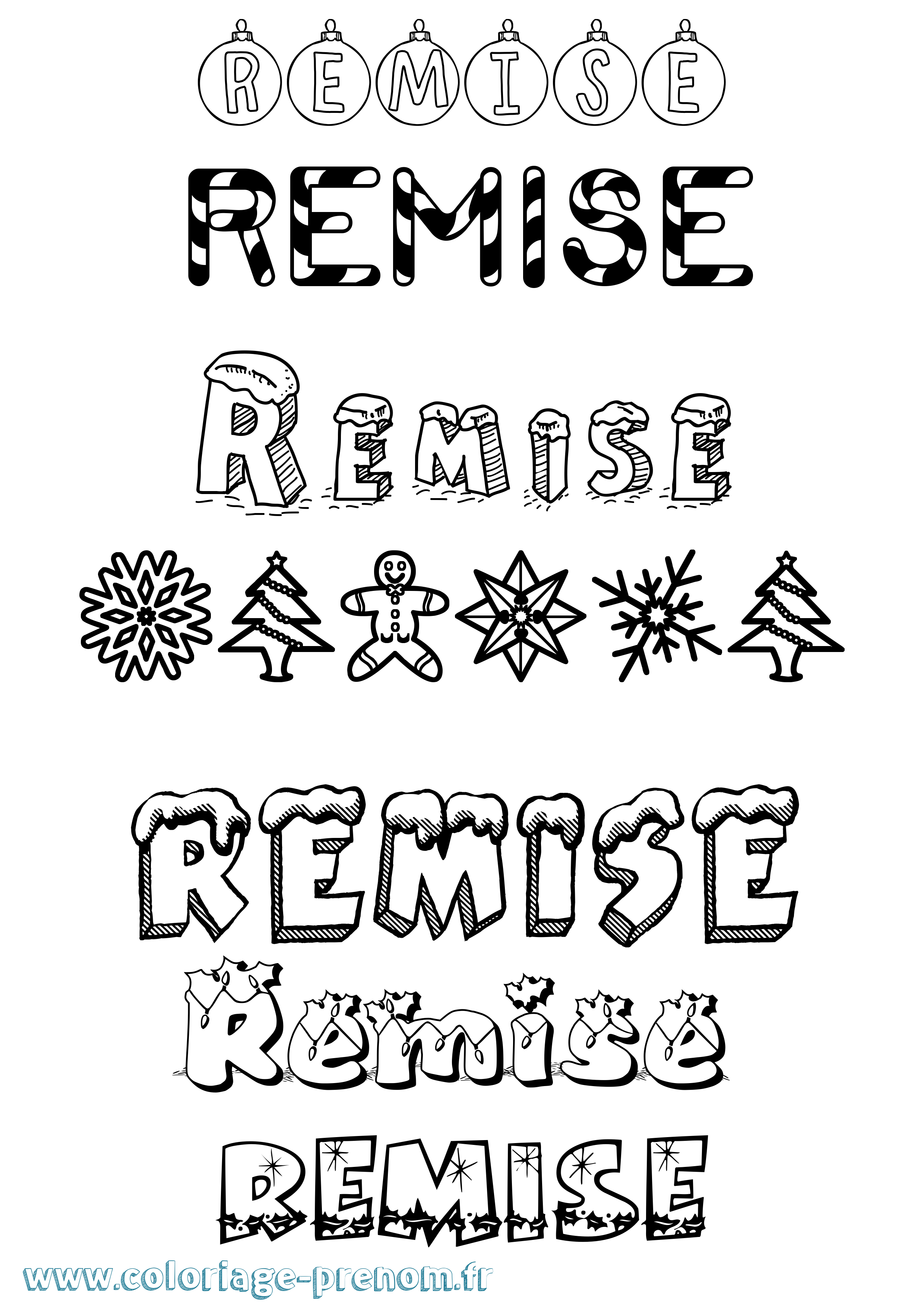 Coloriage Remise Noël Coloriage prénom Remise Noël