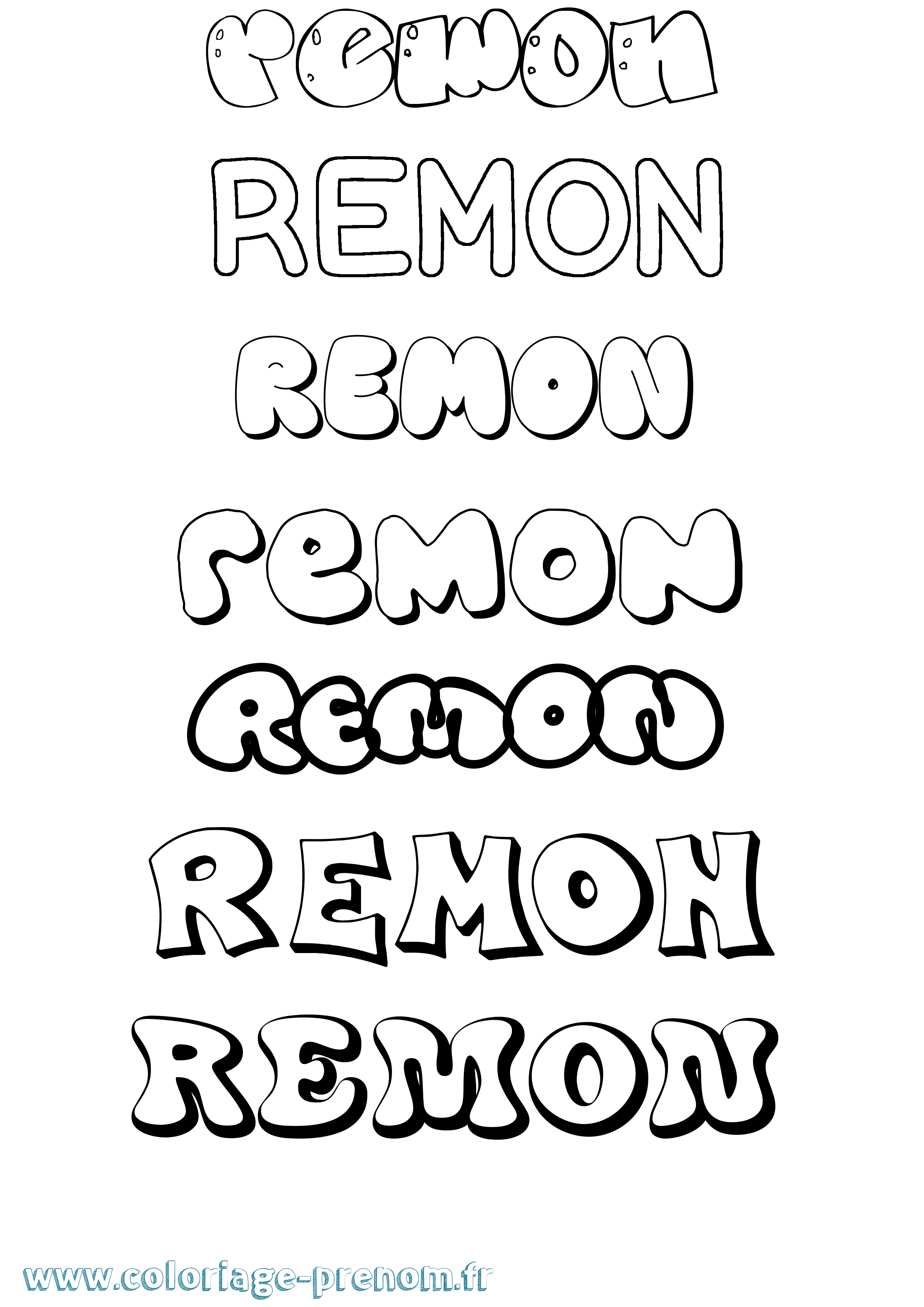 Coloriage Remon Bubble Coloriage prénom Remon Bubble