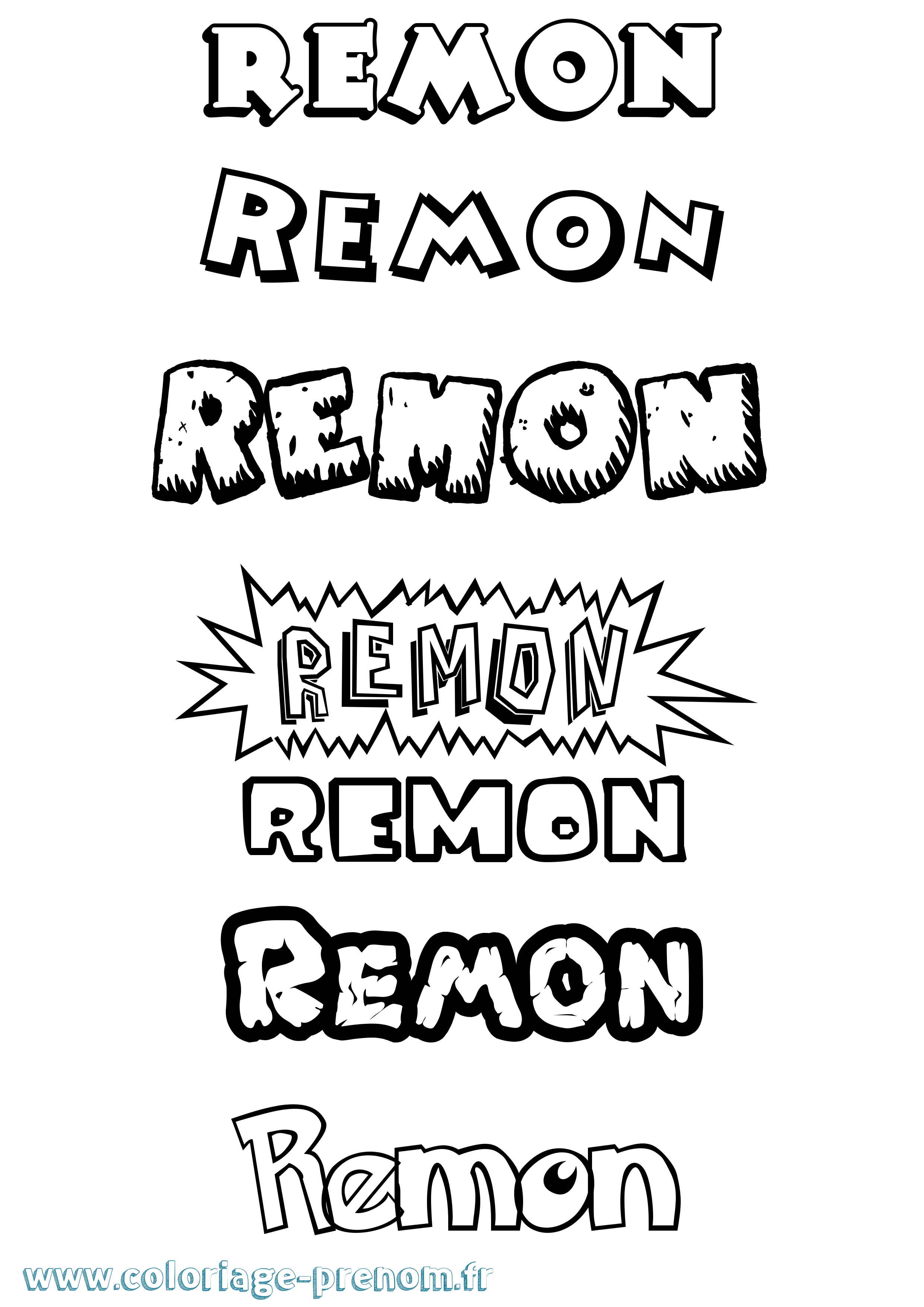 Coloriage Remon Dessin Animé Coloriage prénom Remon Dessin Animé