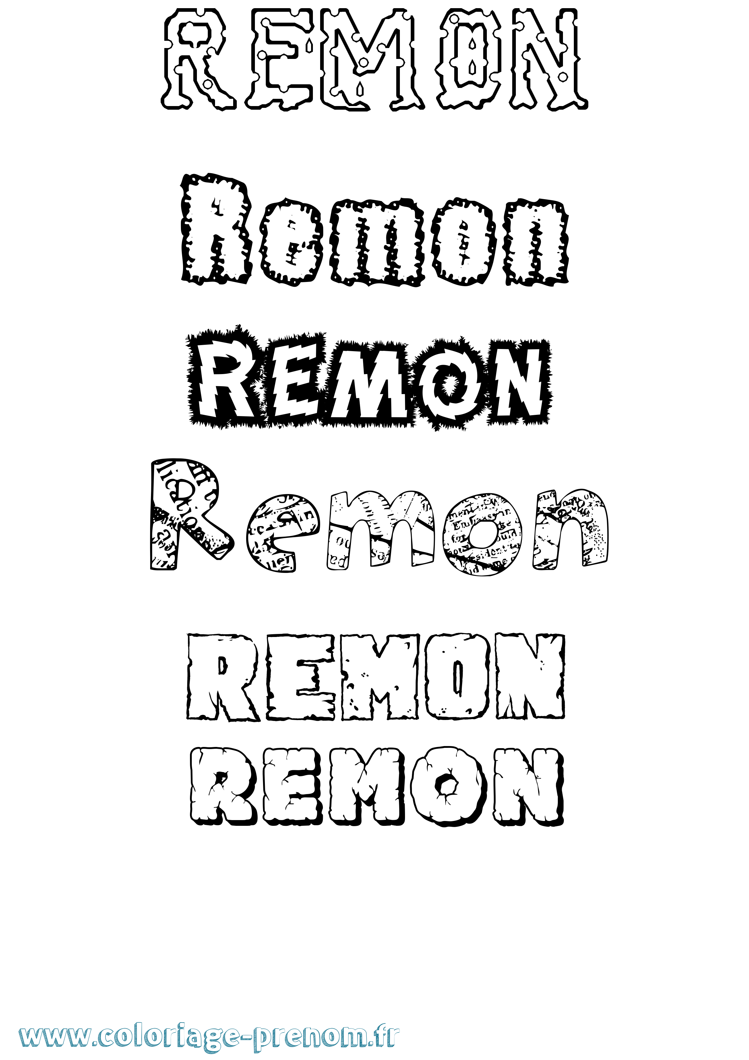 Coloriage Remon Destructuré Coloriage prénom Remon Destructuré