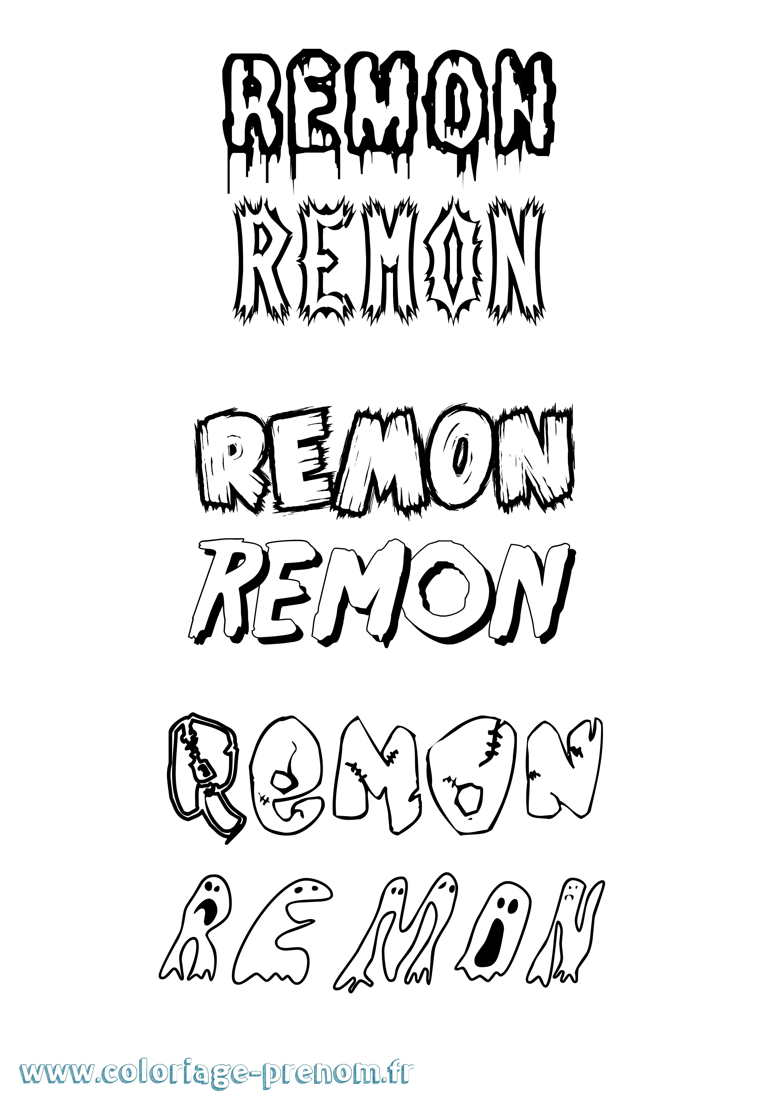Coloriage Remon Frisson Coloriage prénom Remon Frisson