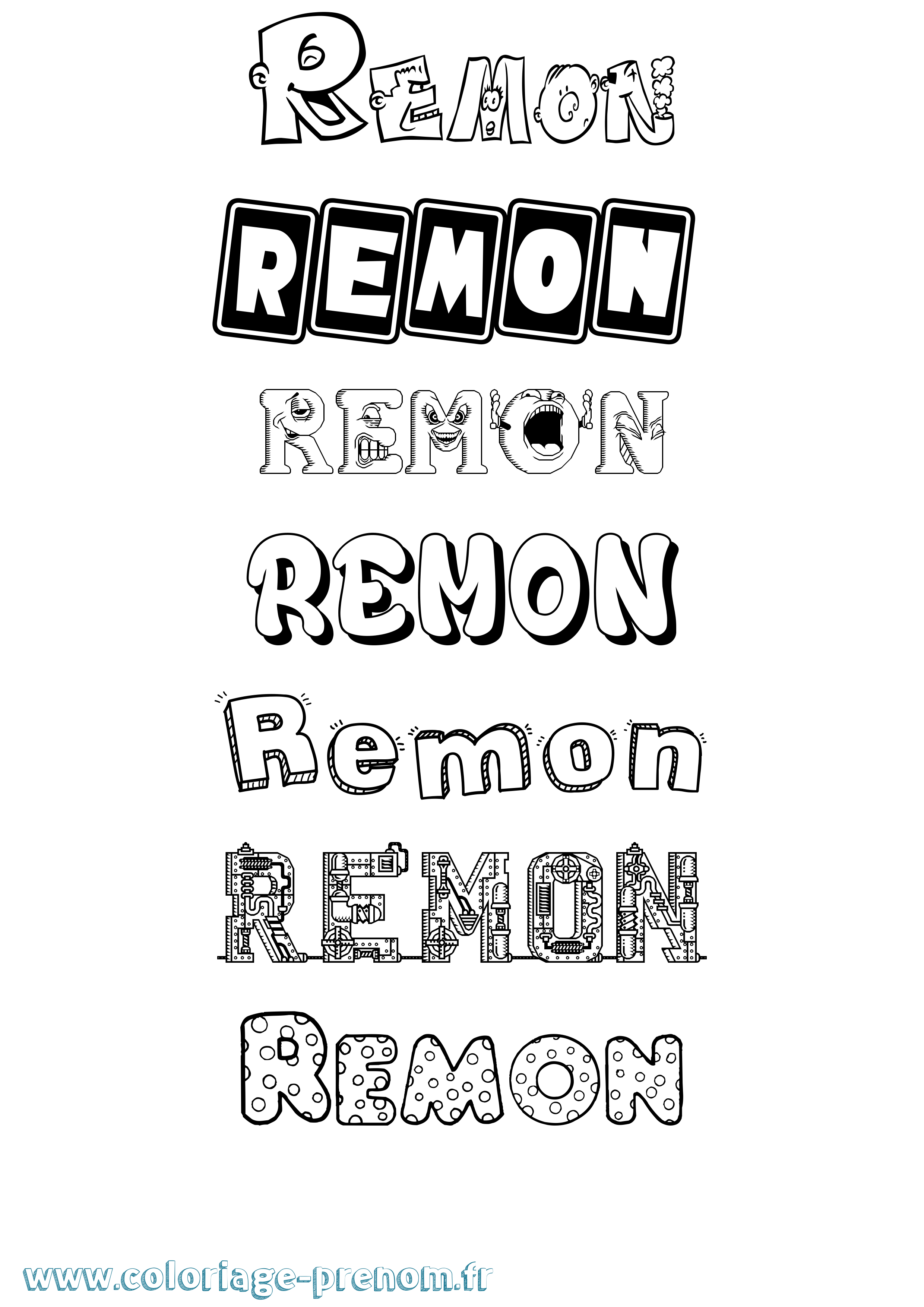 Coloriage Remon Fun Coloriage prénom Remon Fun