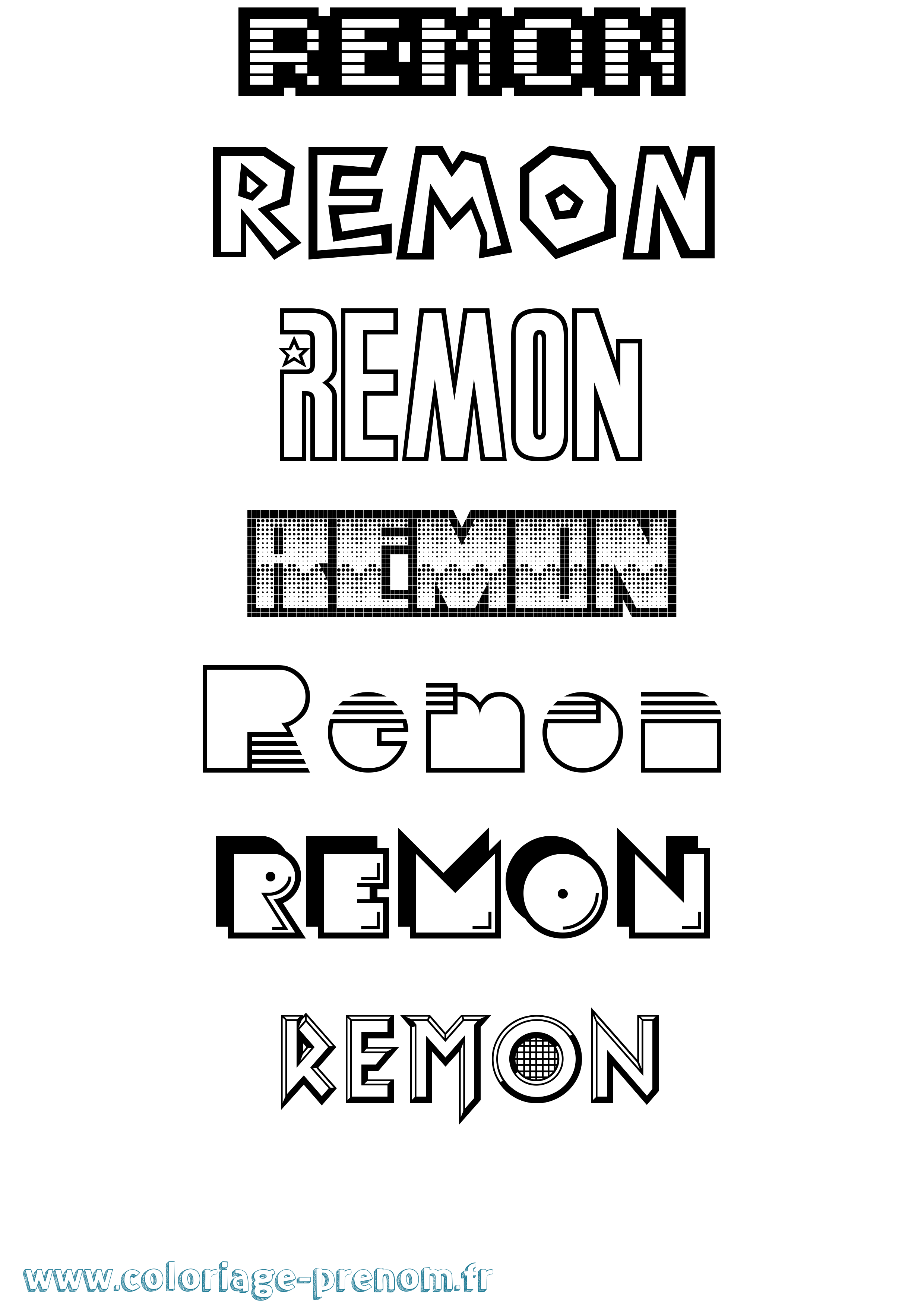 Coloriage Remon Jeux Vidéos Coloriage prénom Remon Jeux Vidéos