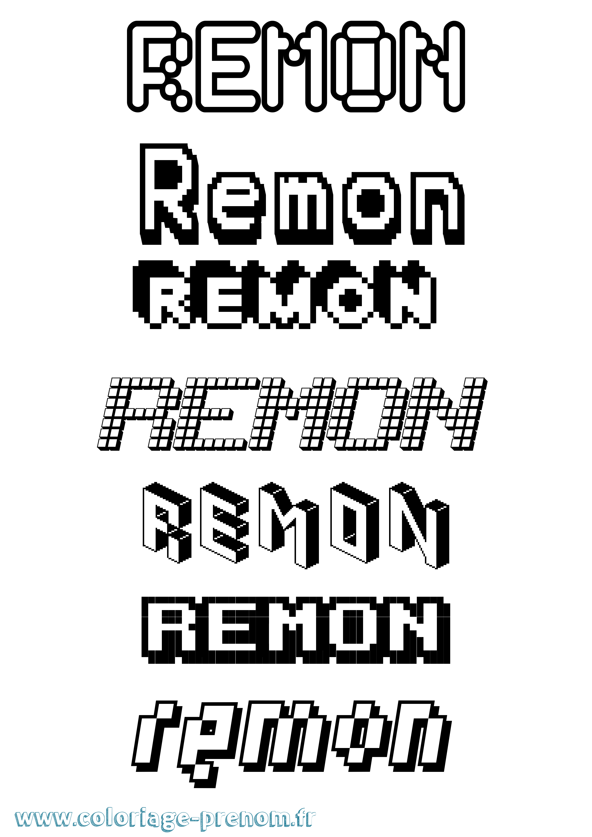 Coloriage Remon Pixel Coloriage prénom Remon Pixel