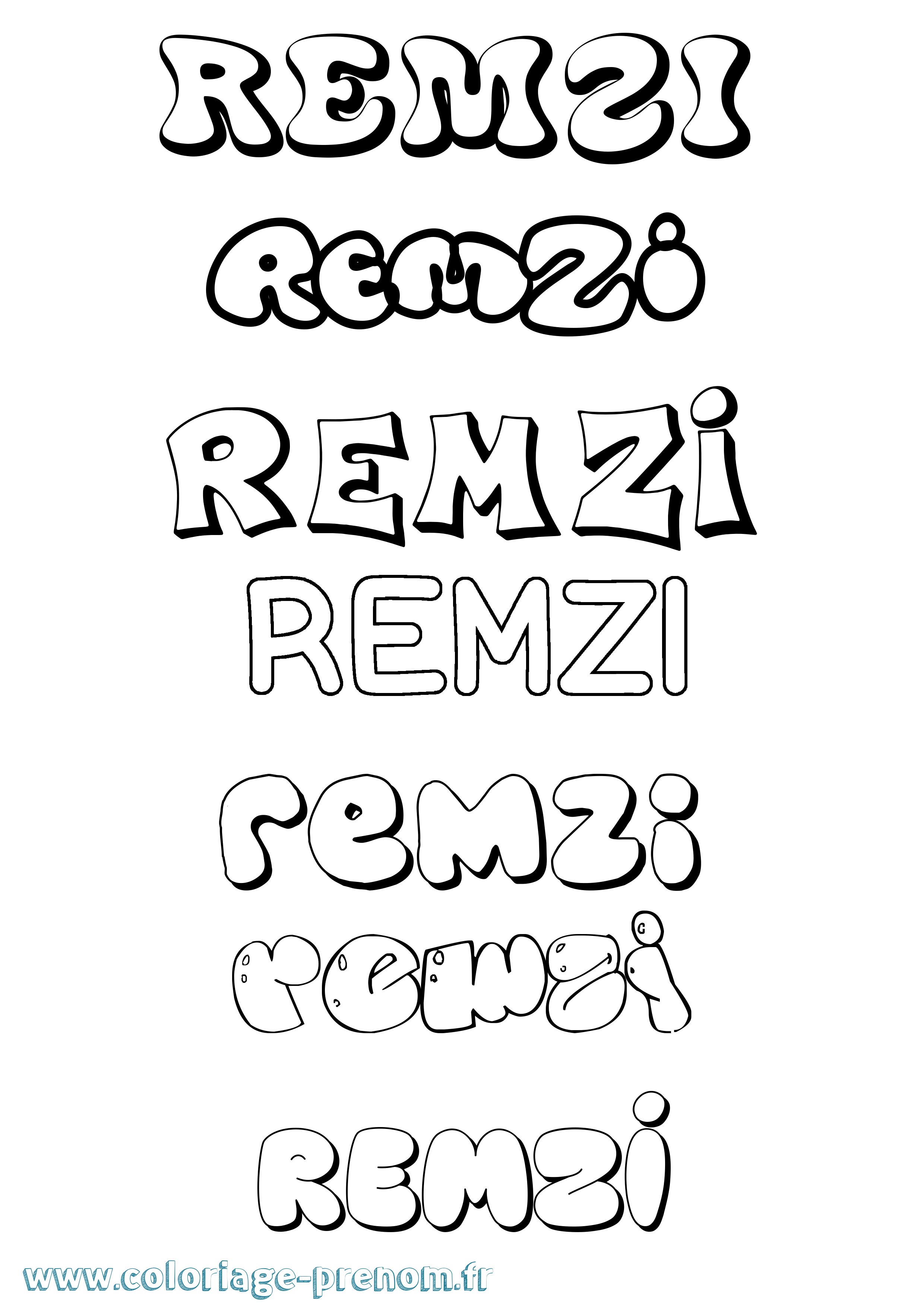 Coloriage Remzi Bubble Coloriage prénom Remzi Bubble