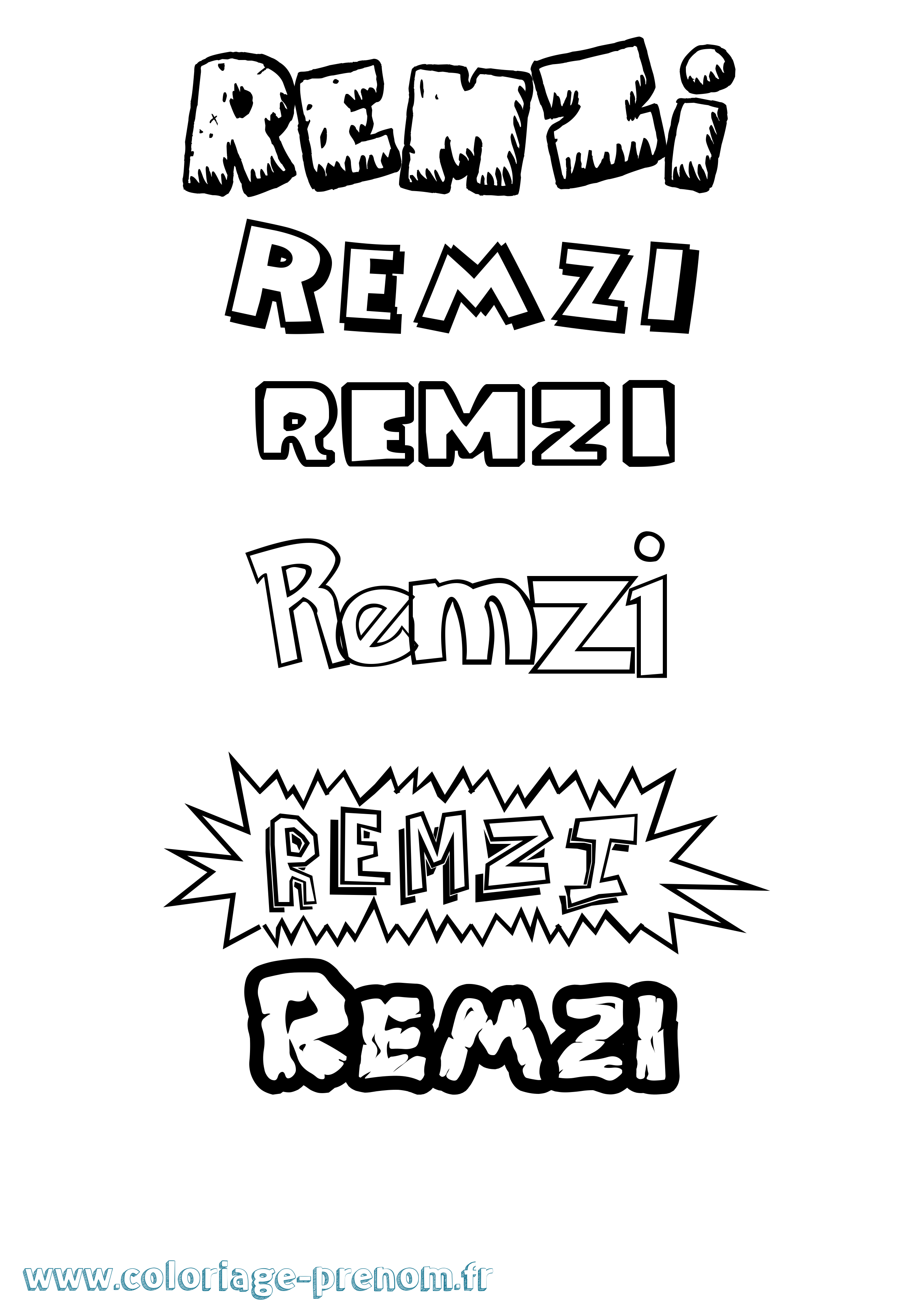 Coloriage Remzi Dessin Animé Coloriage prénom Remzi Dessin Animé