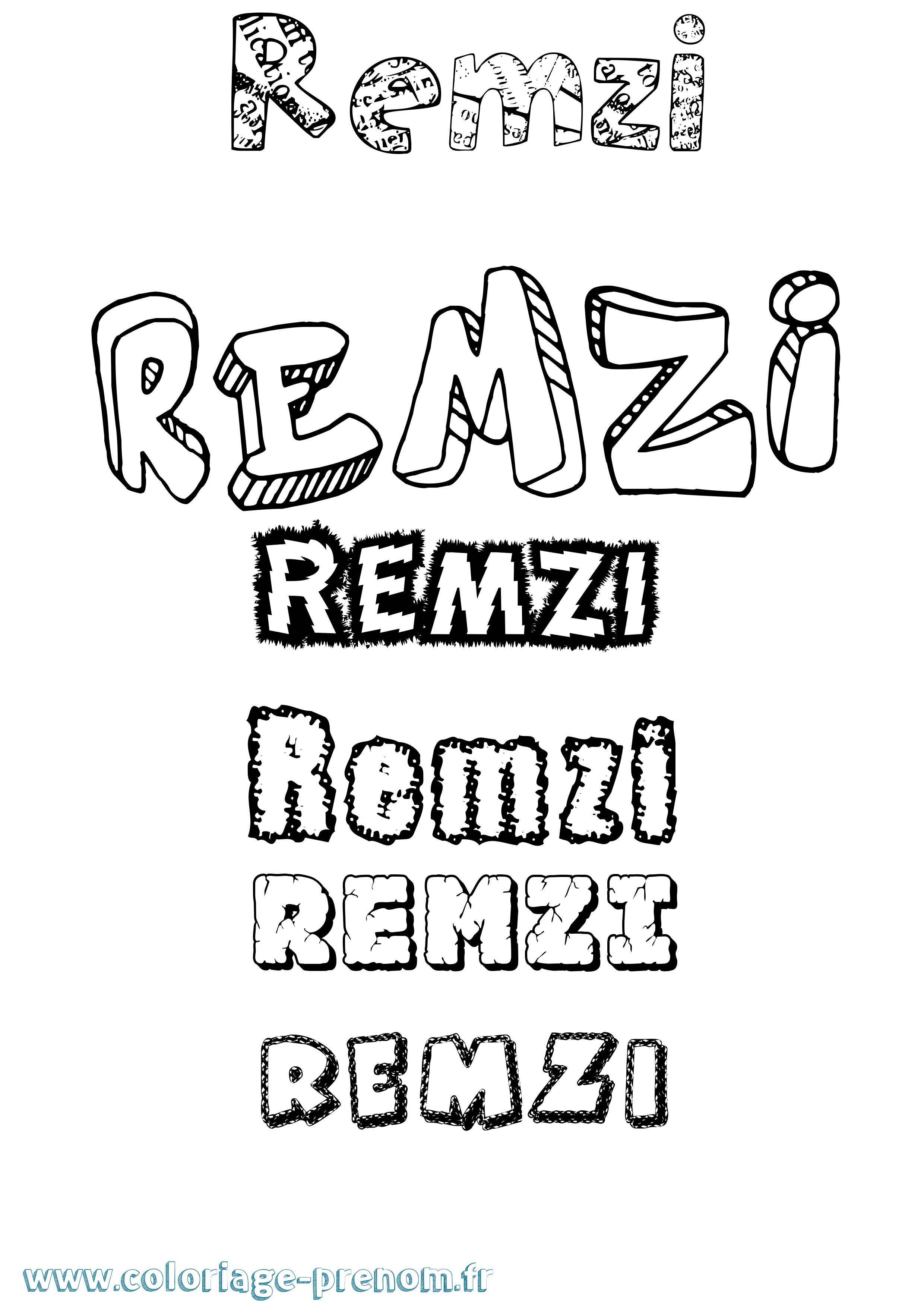 Coloriage Remzi Destructuré Coloriage prénom Remzi Destructuré