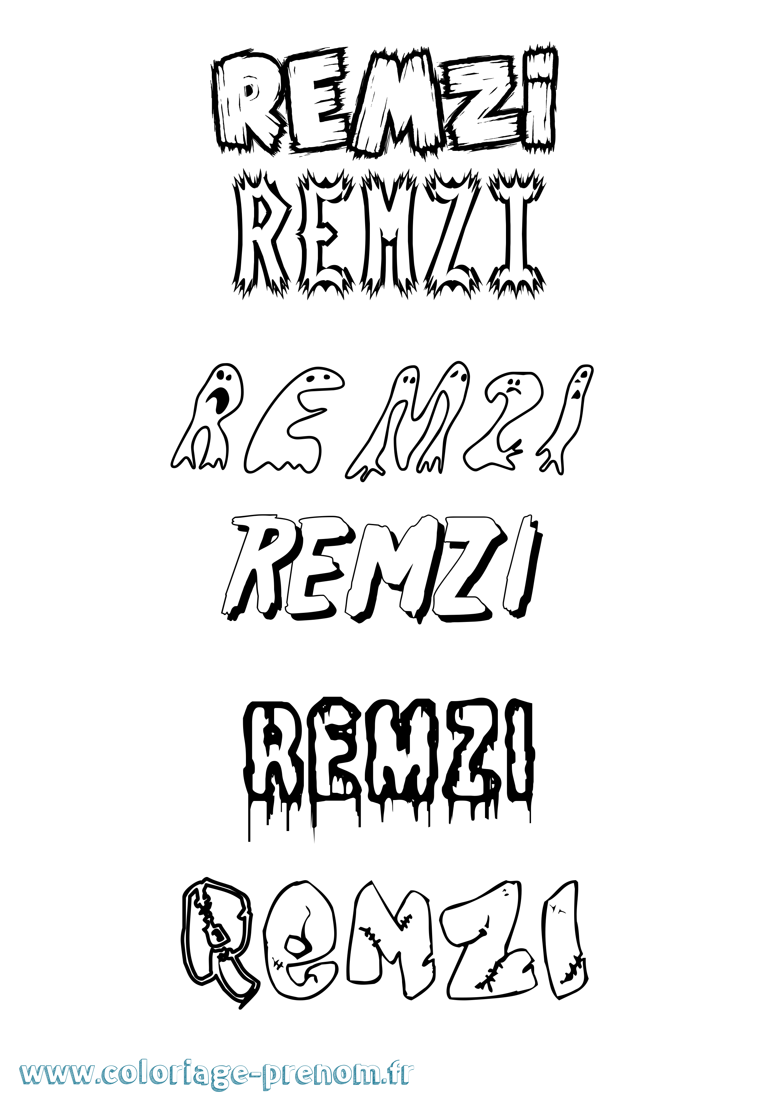 Coloriage Remzi Frisson Coloriage prénom Remzi Frisson