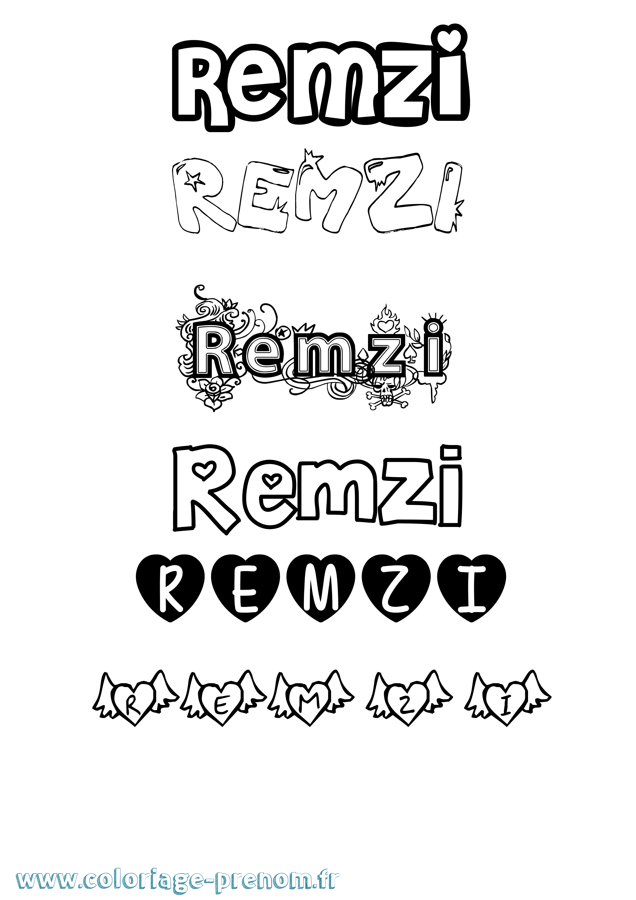 Coloriage Remzi Girly Coloriage prénom Remzi Girly