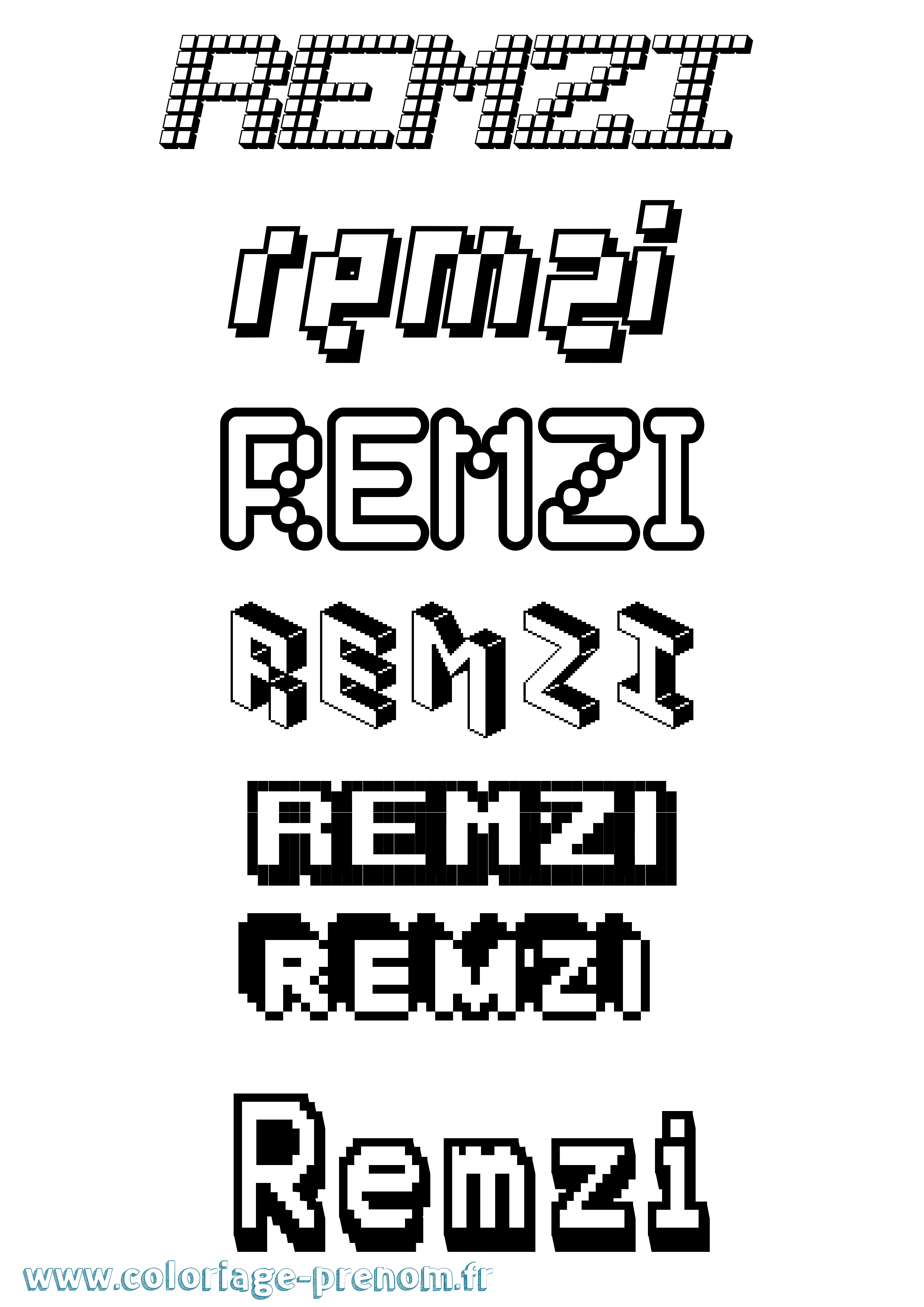 Coloriage Remzi Pixel Coloriage prénom Remzi Pixel