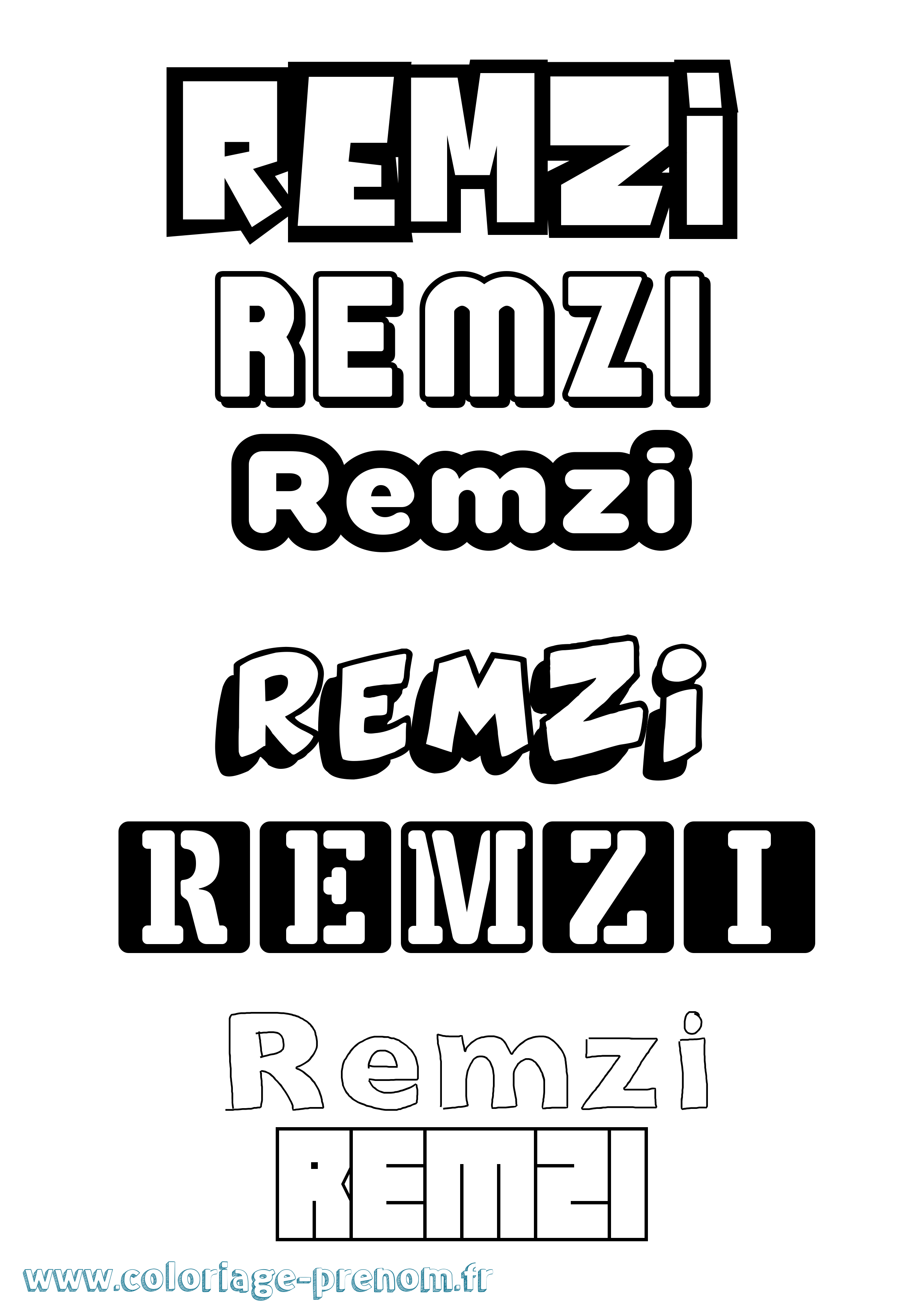 Coloriage Remzi Simple Coloriage prénom Remzi Simple