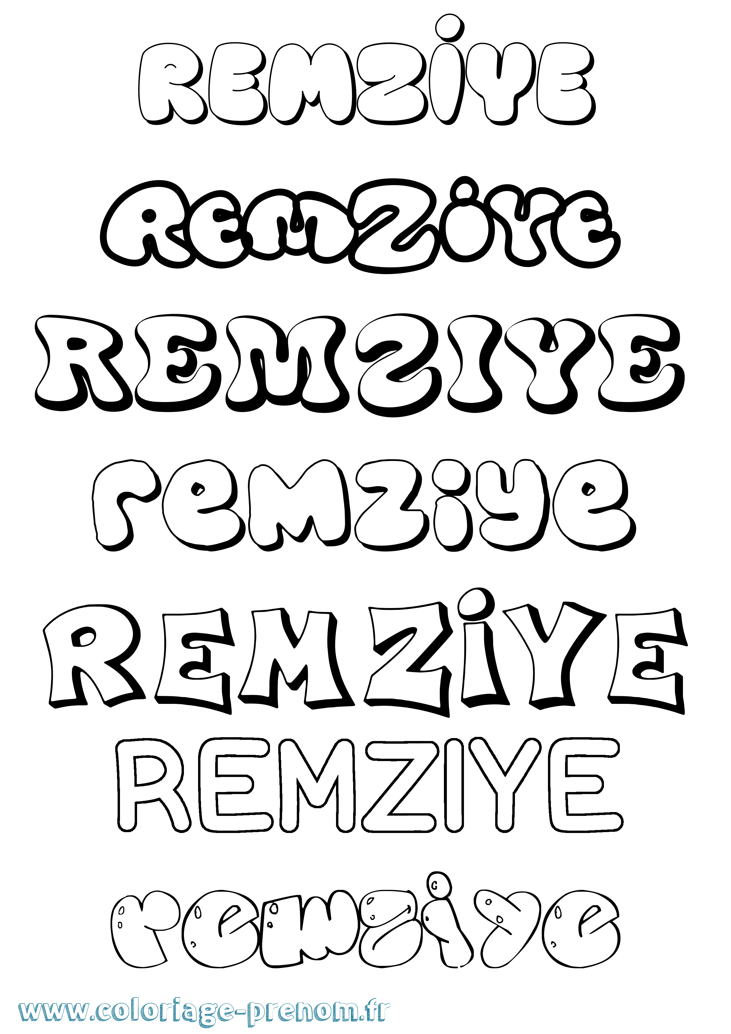 Coloriage Remziye Bubble Coloriage prénom Remziye Bubble