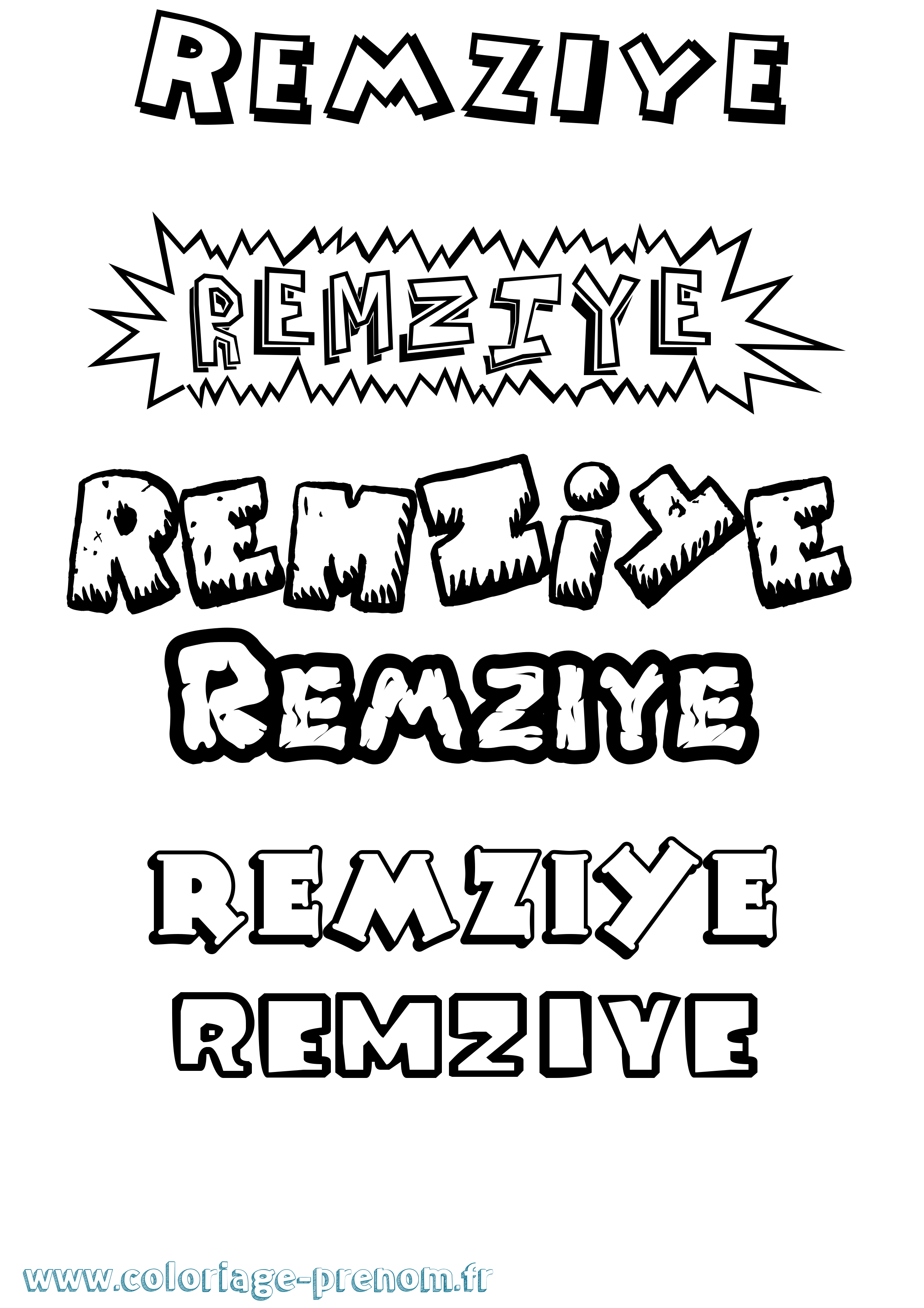 Coloriage Remziye Dessin Animé Coloriage prénom Remziye Dessin Animé