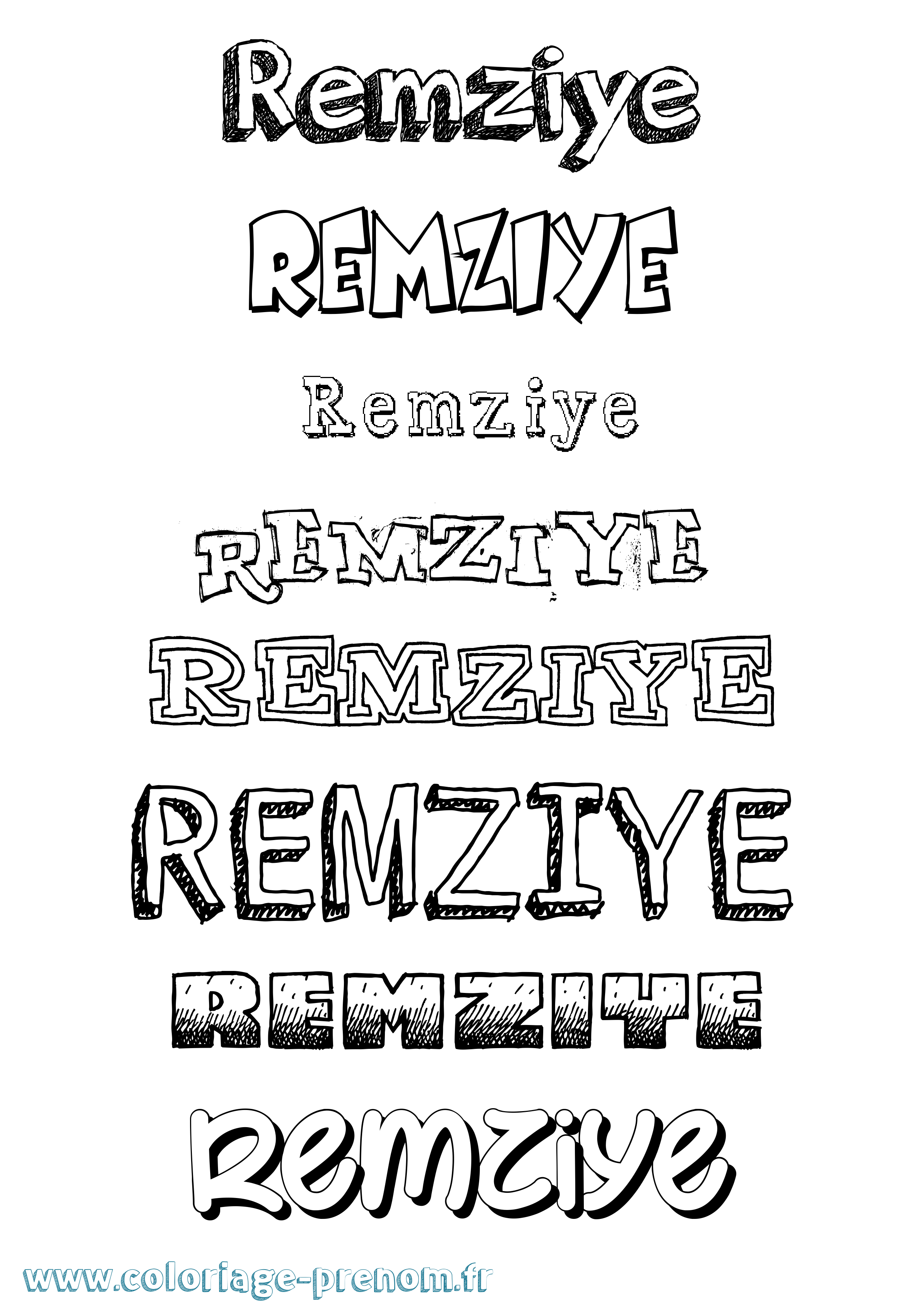 Coloriage Remziye Dessiné Coloriage prénom Remziye Dessiné