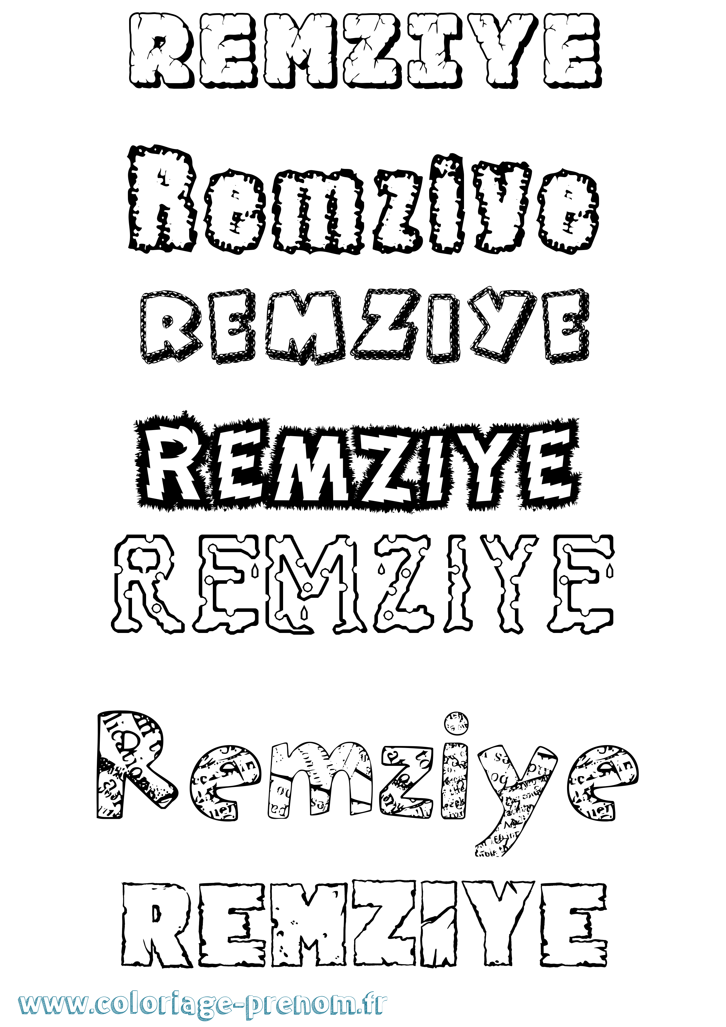 Coloriage Remziye Destructuré Coloriage prénom Remziye Destructuré
