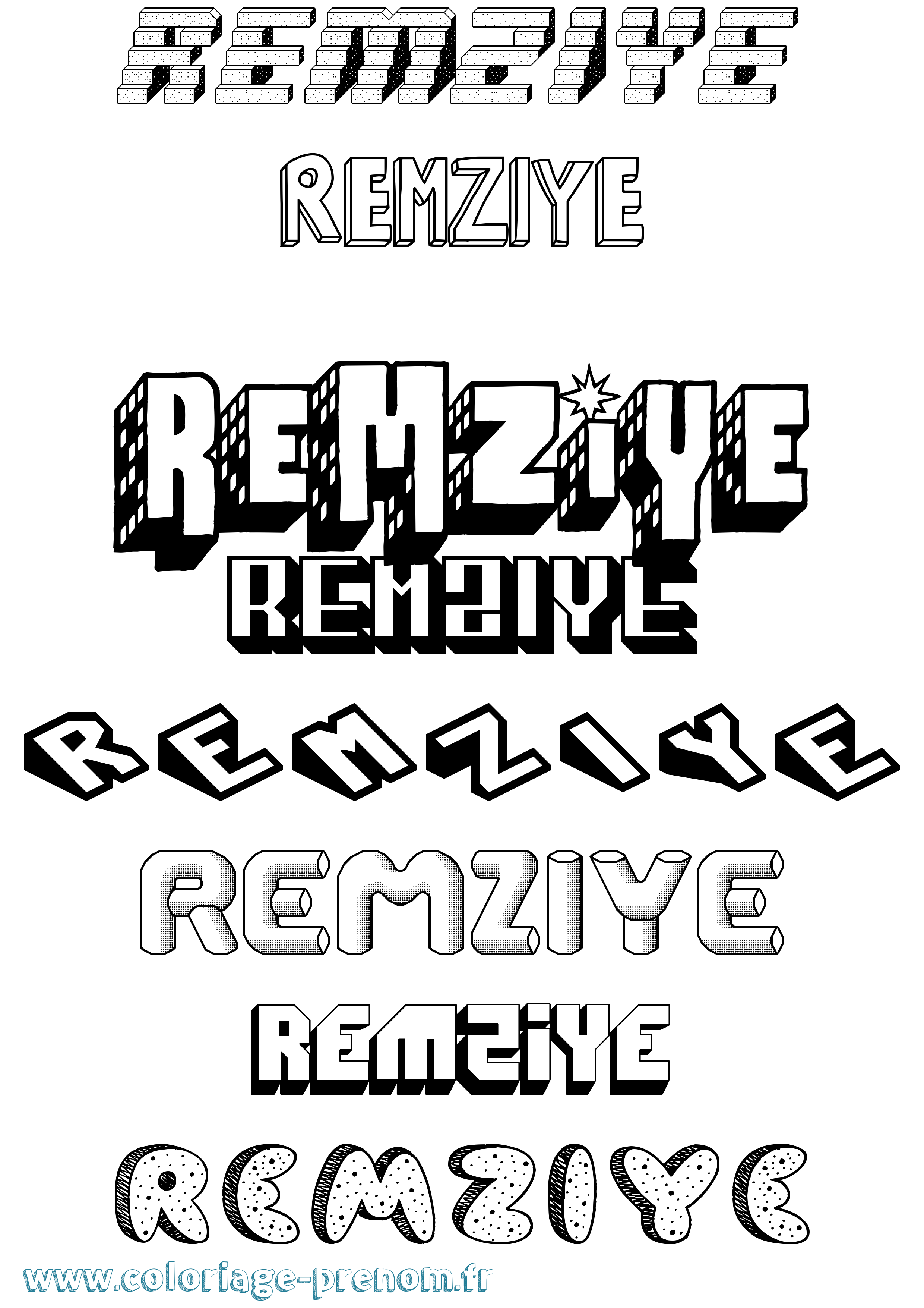 Coloriage Remziye Effet 3D Coloriage prénom Remziye Effet 3D