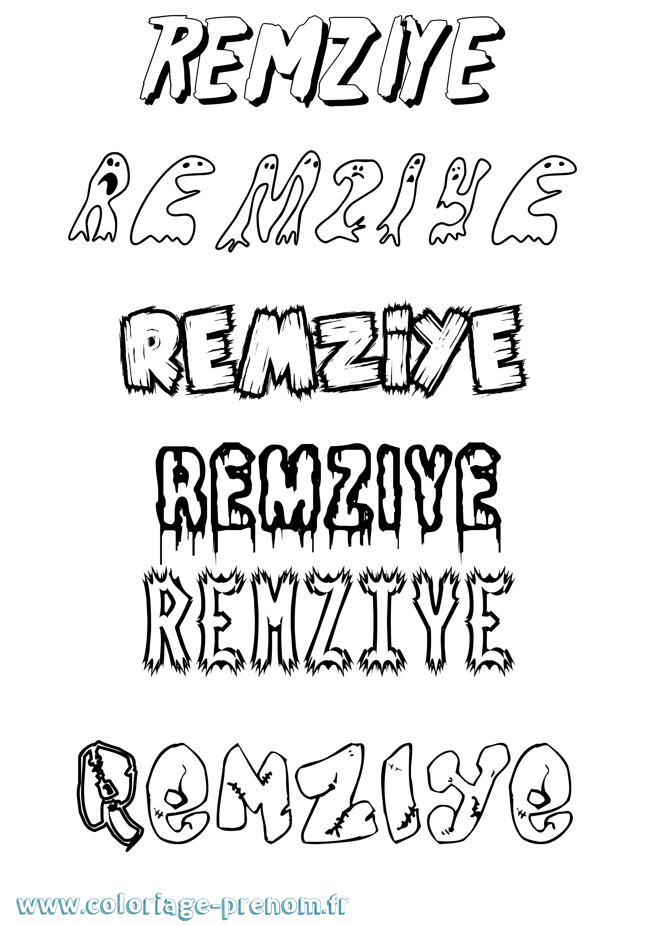 Coloriage Remziye Frisson Coloriage prénom Remziye Frisson
