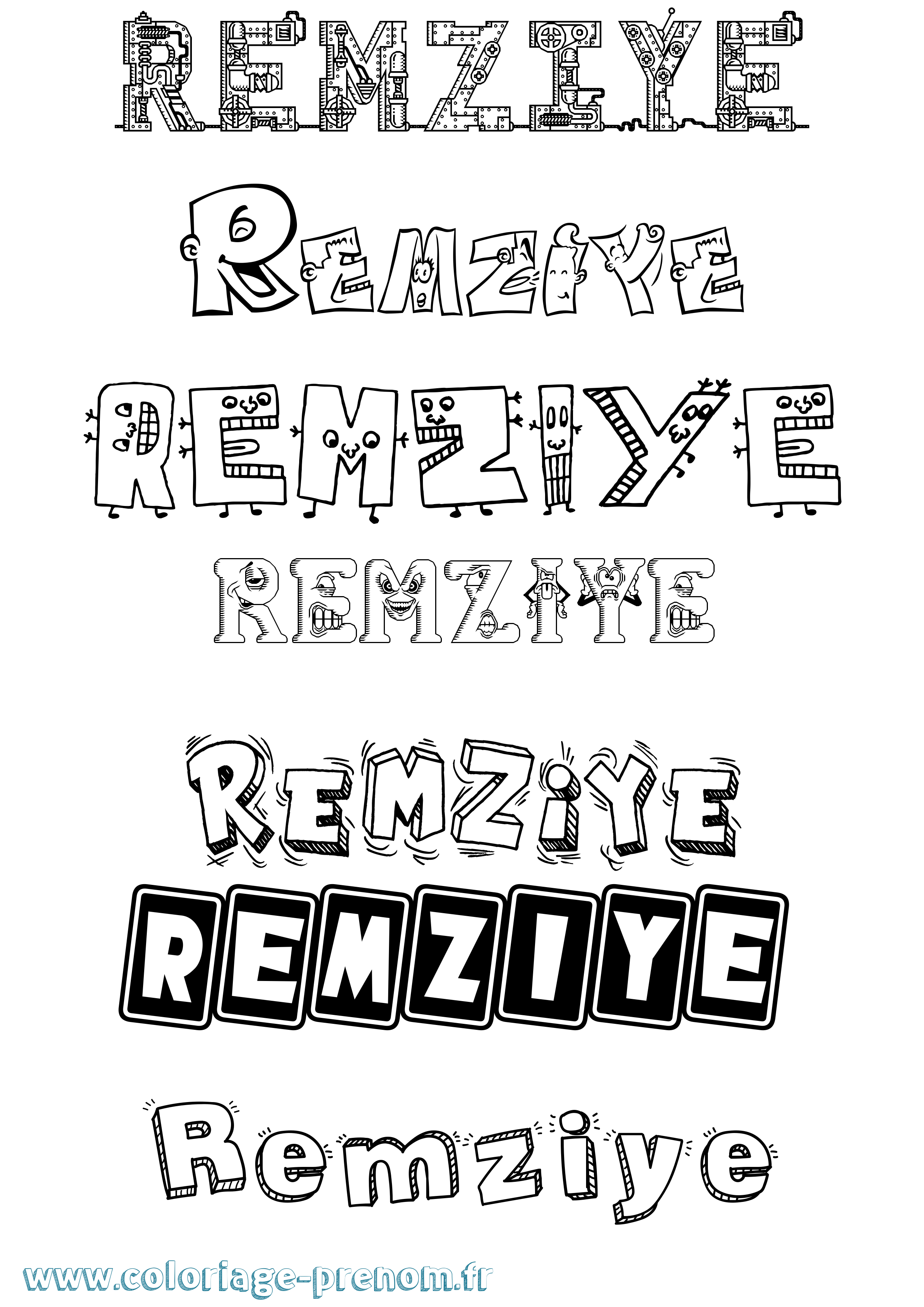 Coloriage Remziye Fun Coloriage prénom Remziye Fun