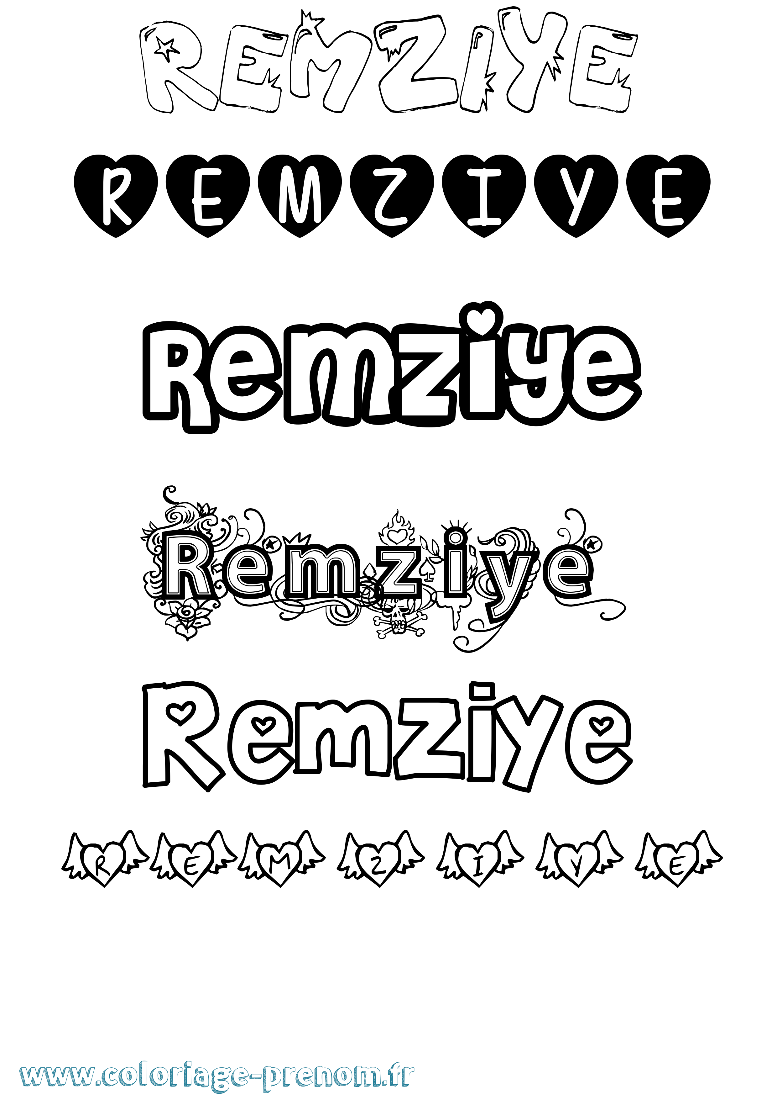 Coloriage Remziye Girly Coloriage prénom Remziye Girly