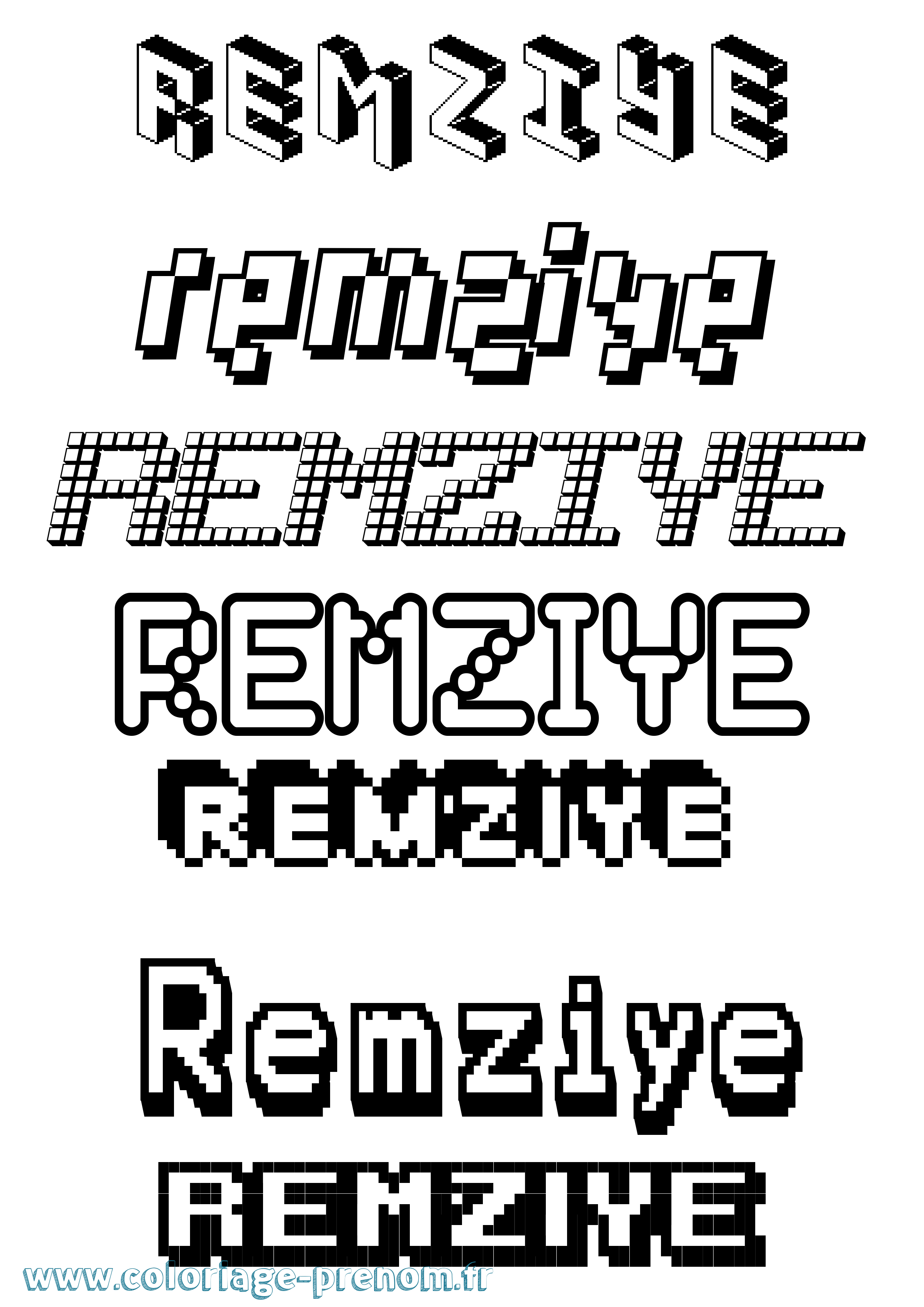Coloriage Remziye Pixel Coloriage prénom Remziye Pixel