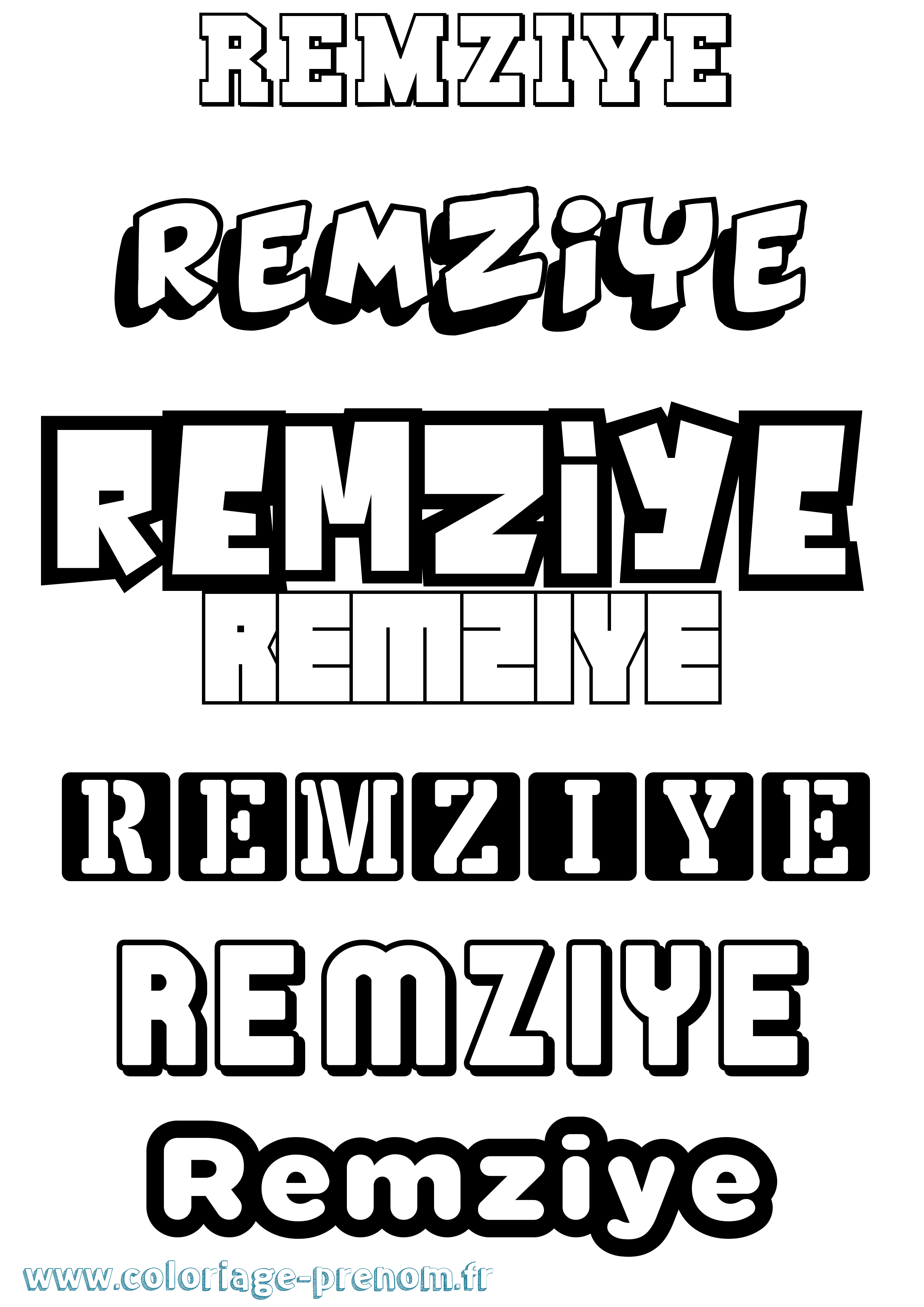 Coloriage Remziye Simple Coloriage prénom Remziye Simple