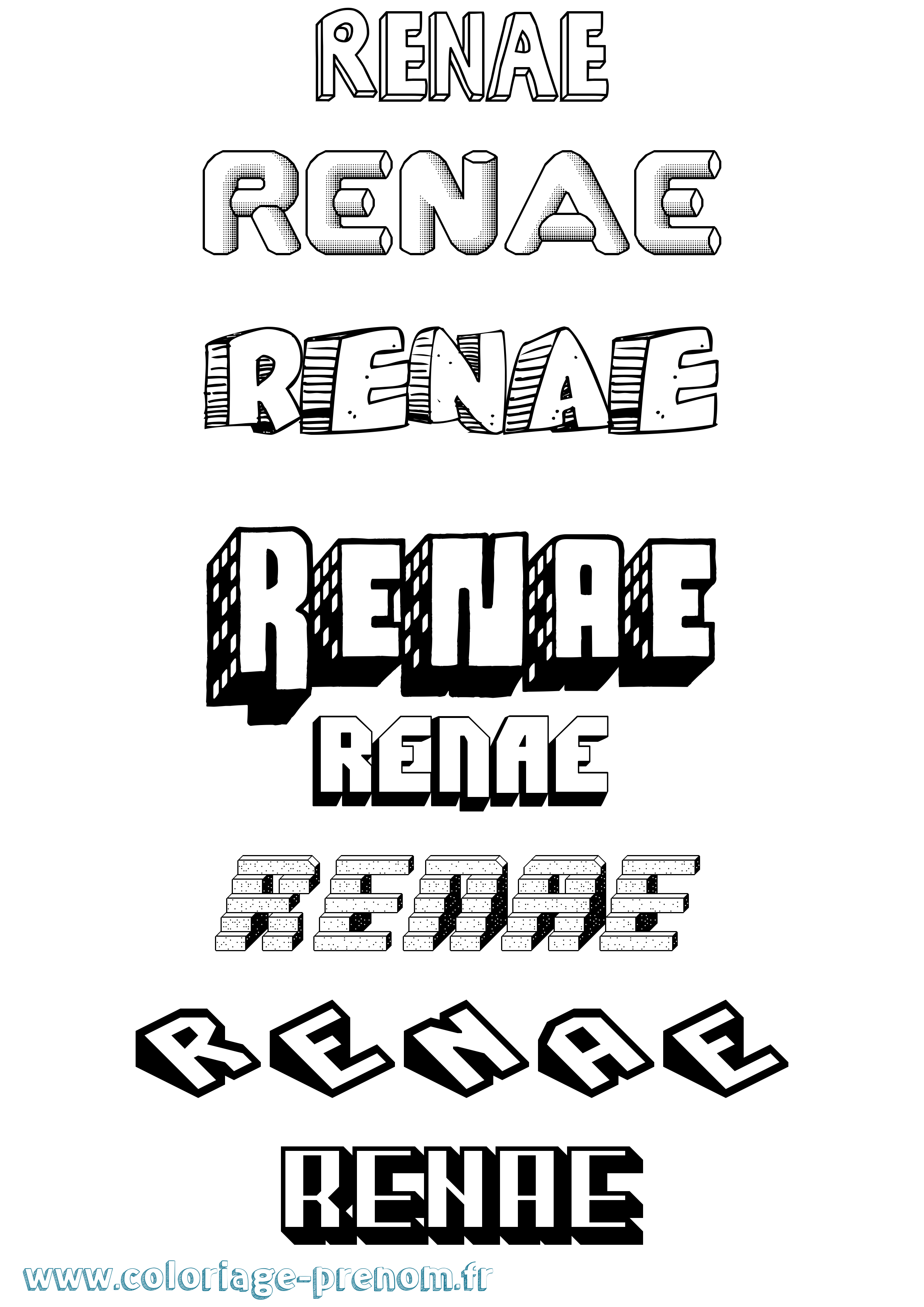 Coloriage Renae Effet 3D Coloriage prénom Renae Effet 3D