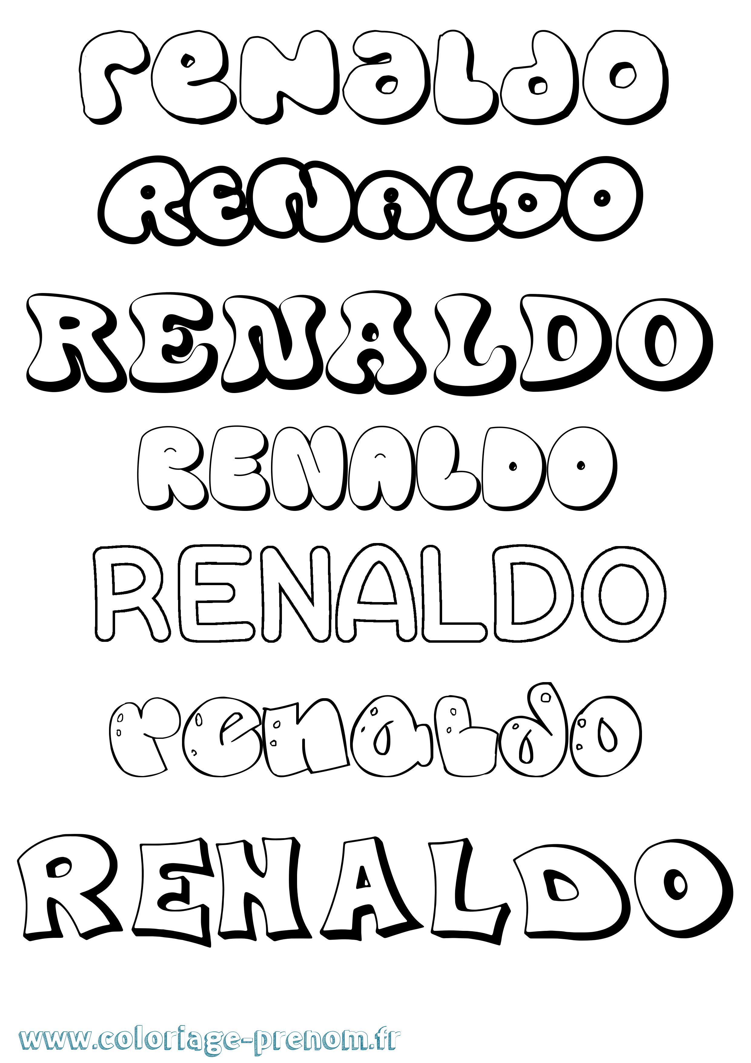 Coloriage Renaldo Bubble Coloriage prénom Renaldo Bubble