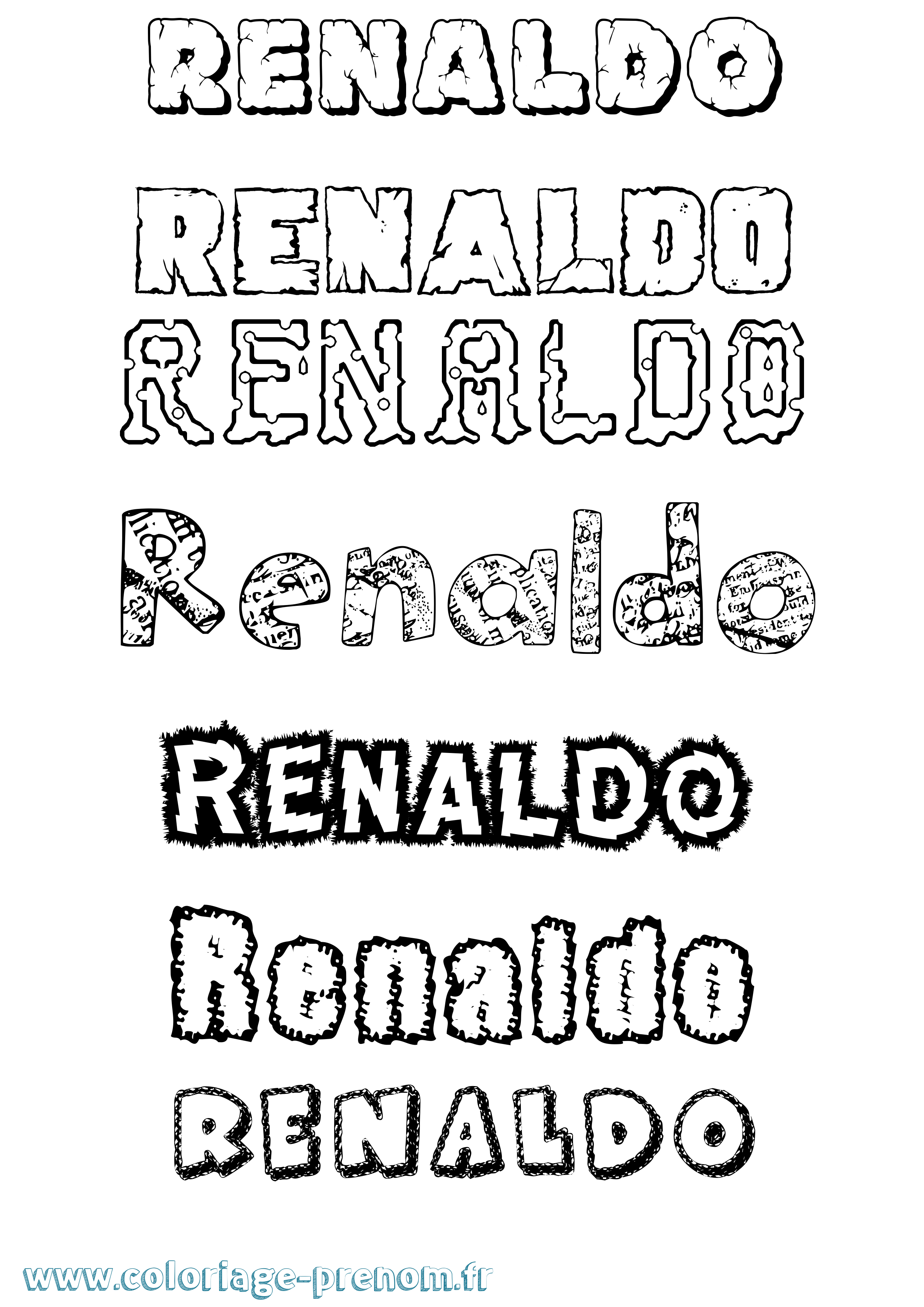 Coloriage Renaldo Destructuré Coloriage prénom Renaldo Destructuré