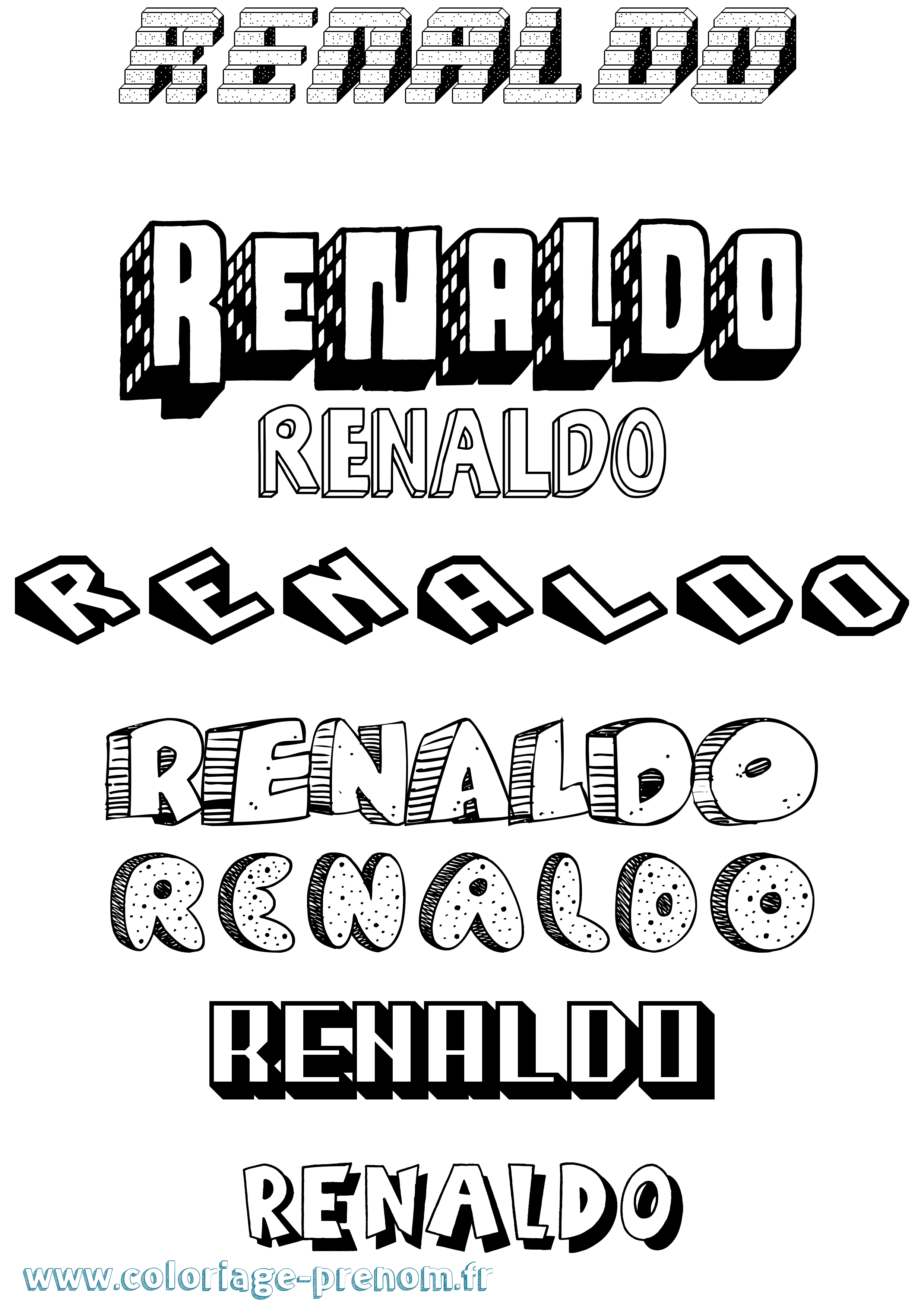 Coloriage Renaldo Effet 3D Coloriage prénom Renaldo Effet 3D