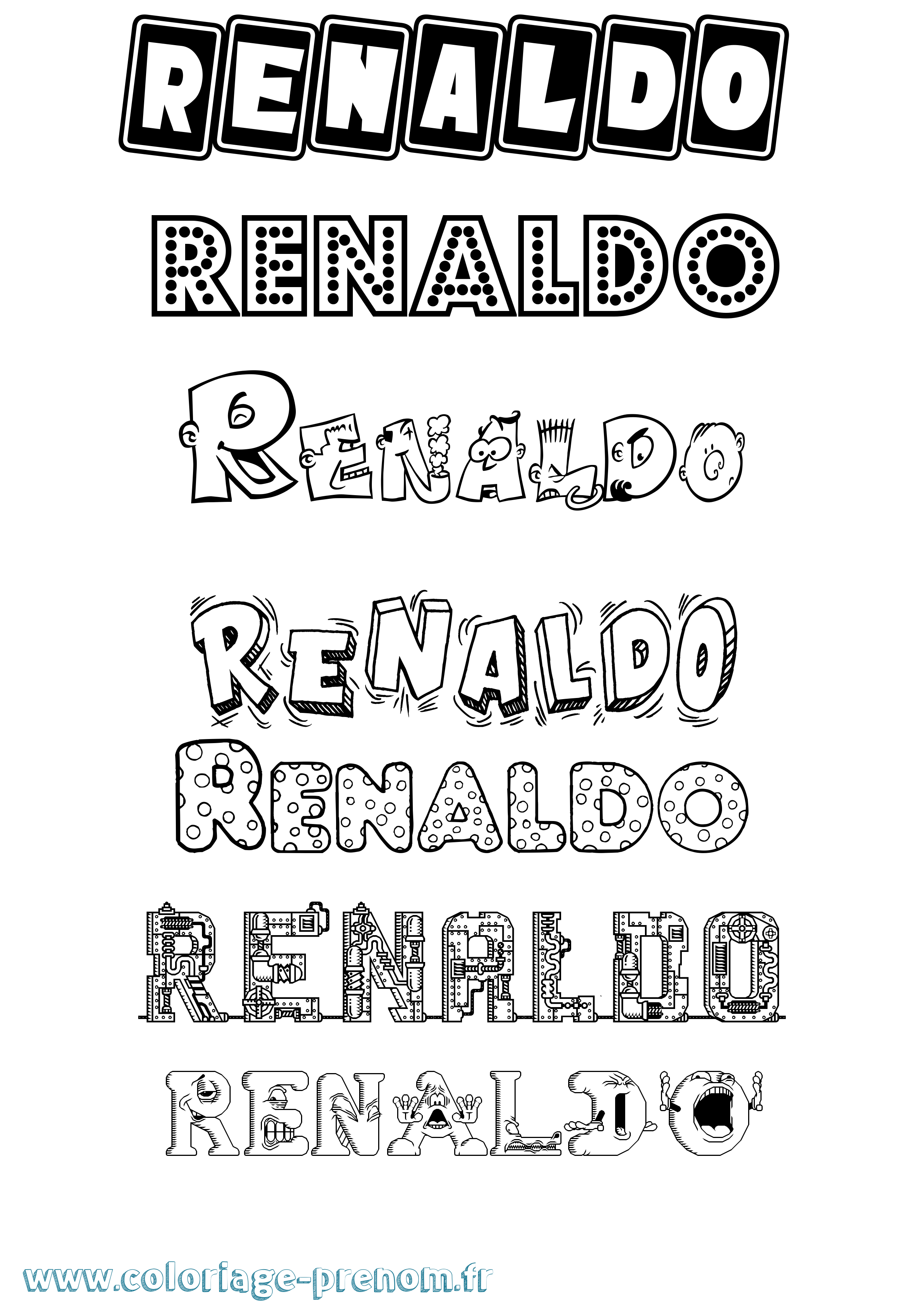 Coloriage Renaldo Fun Coloriage prénom Renaldo Fun
