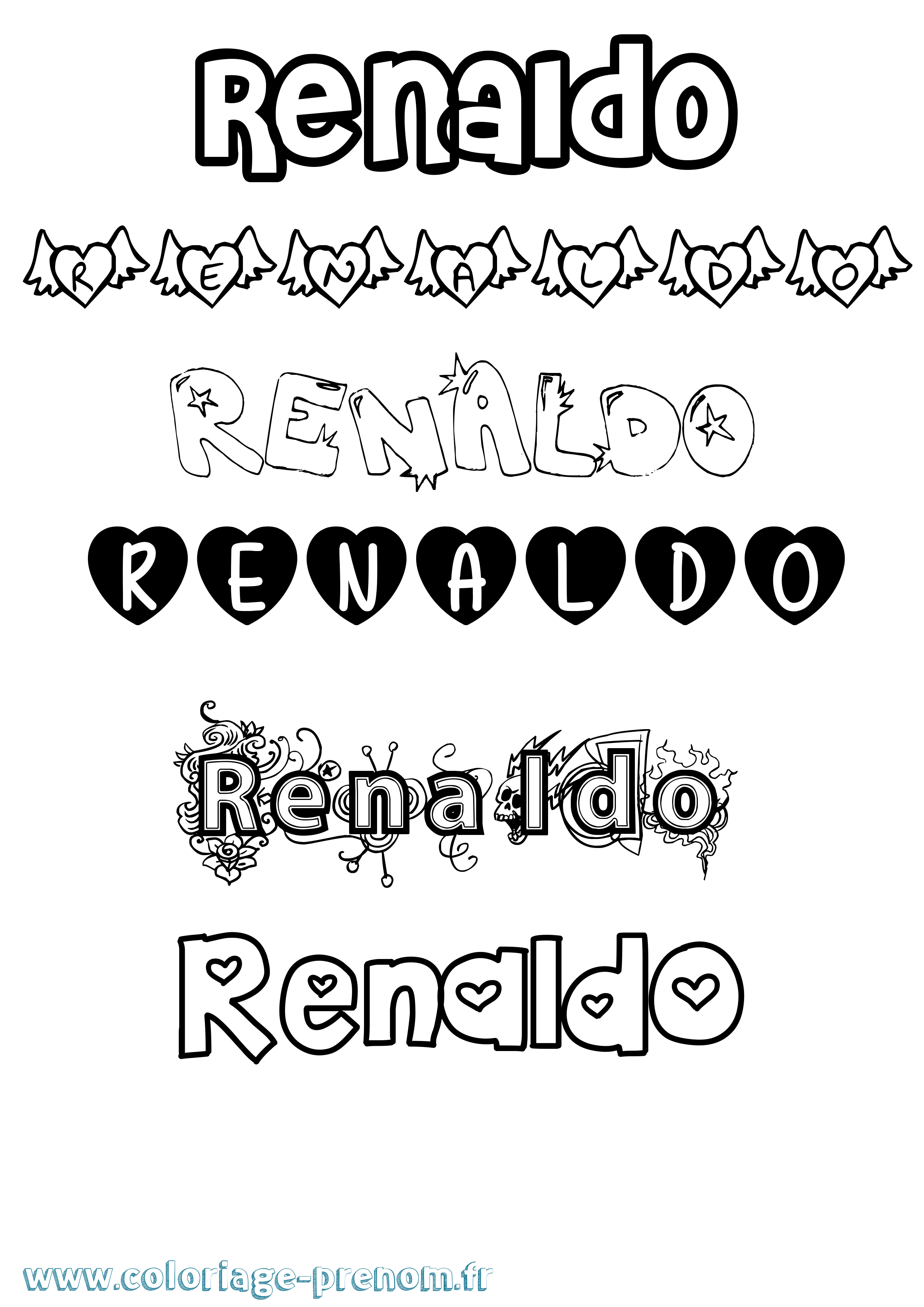 Coloriage Renaldo Girly Coloriage prénom Renaldo Girly