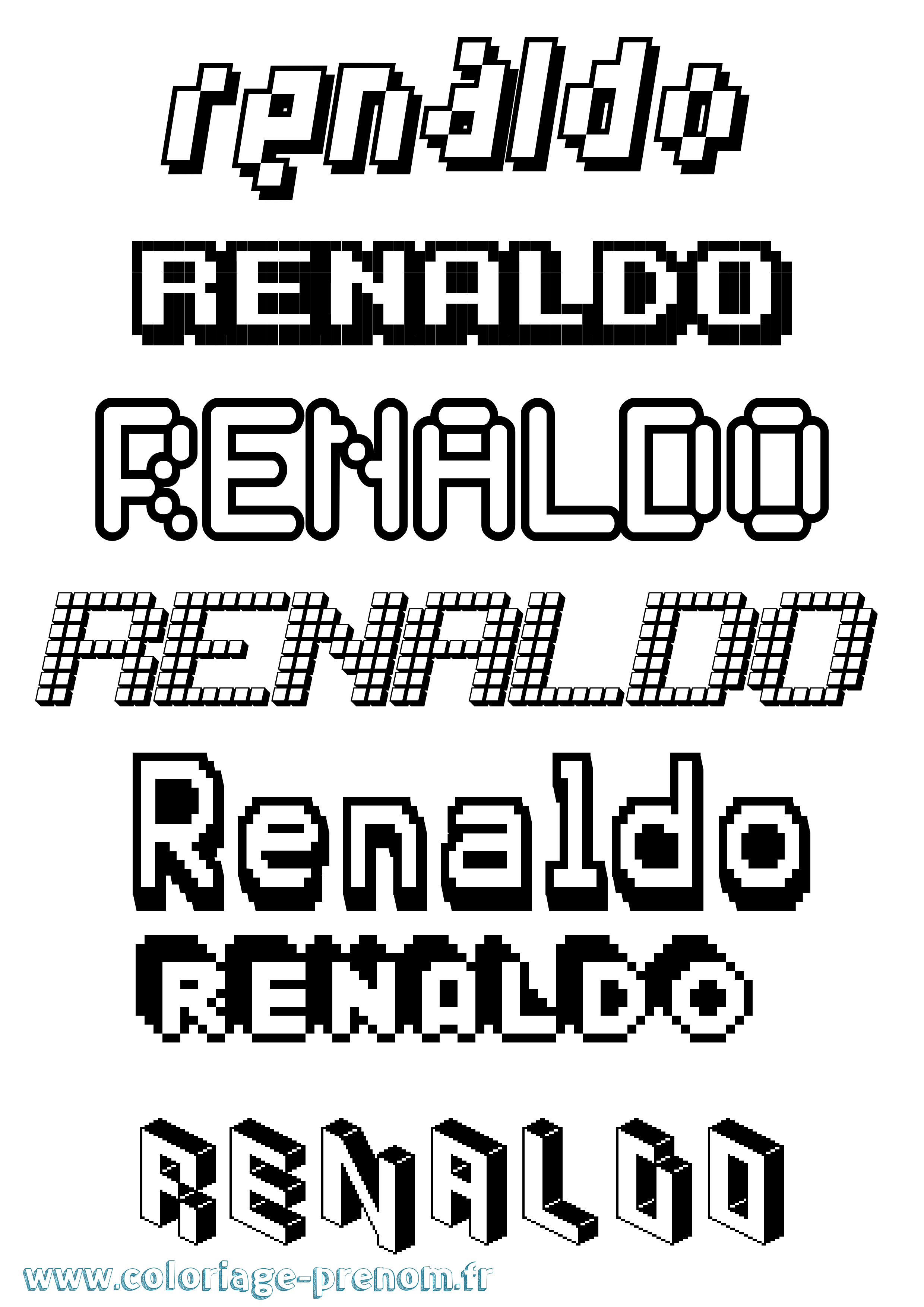 Coloriage Renaldo Pixel Coloriage prénom Renaldo Pixel