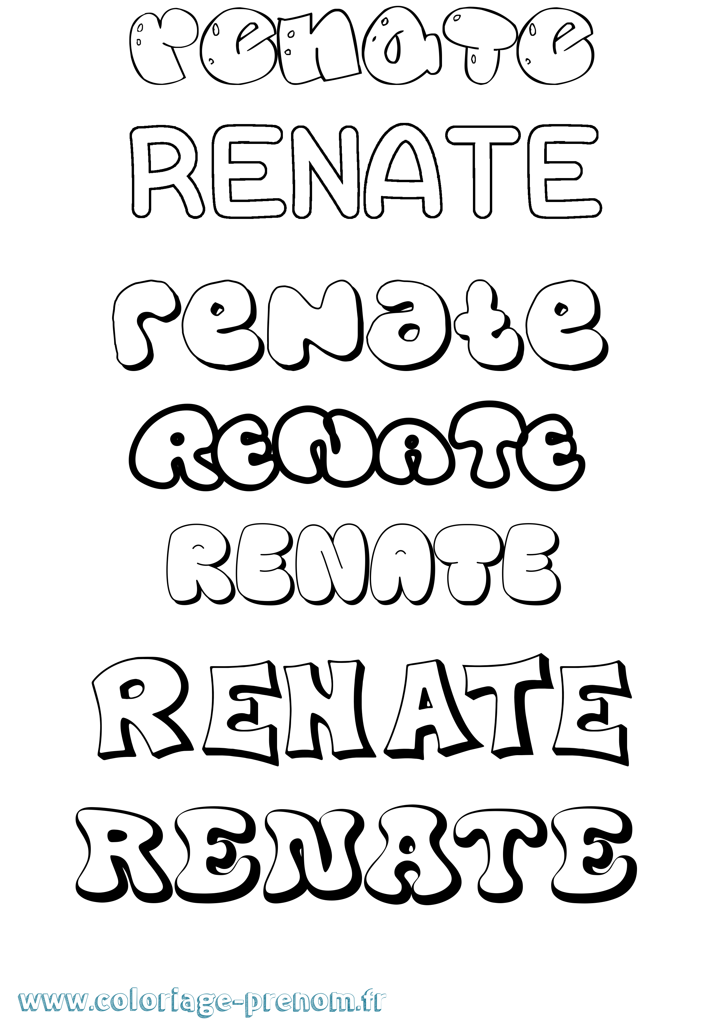 Coloriage Renate Bubble Coloriage prénom Renate Bubble