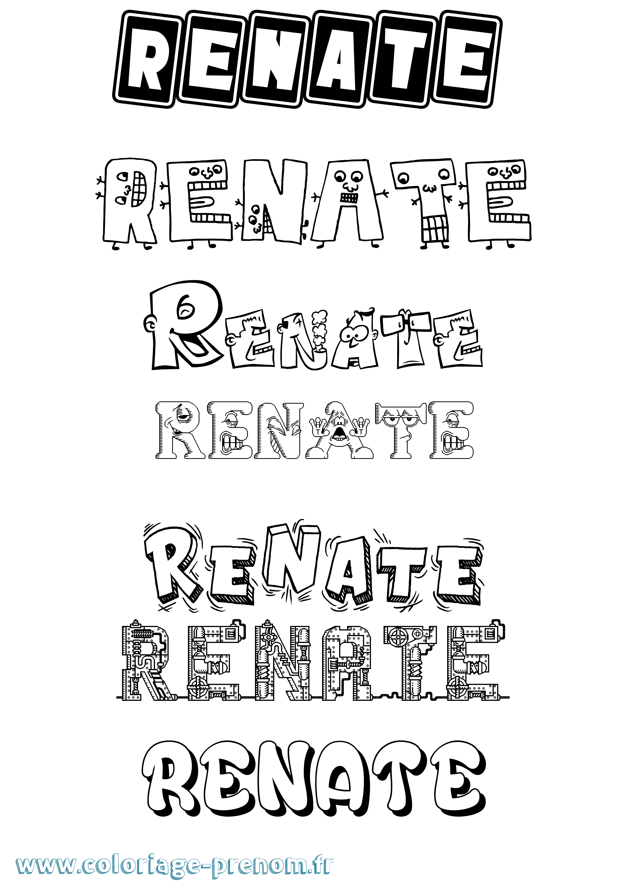 Coloriage Renate Fun Coloriage prénom Renate Fun