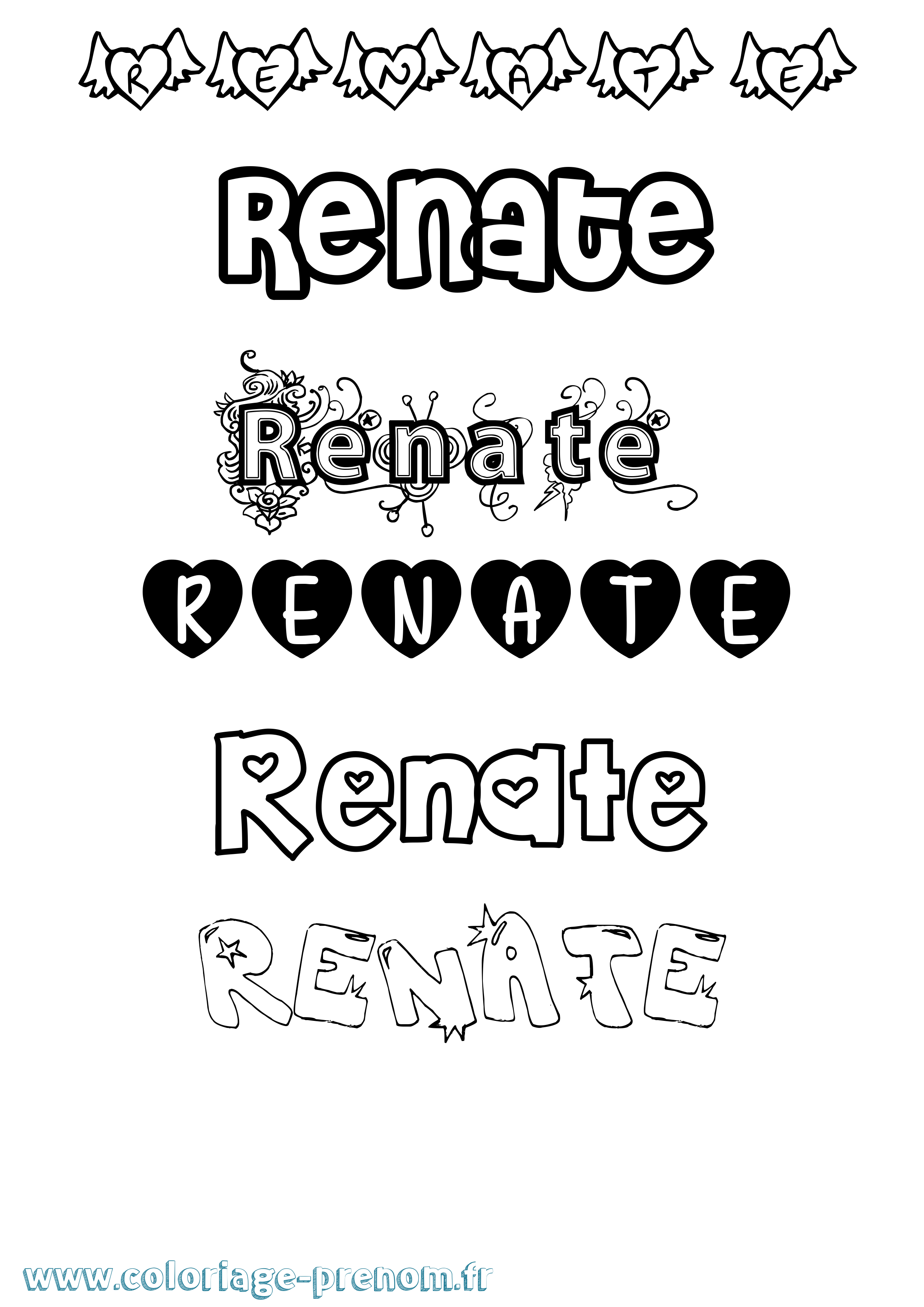Coloriage Renate Girly Coloriage prénom Renate Girly