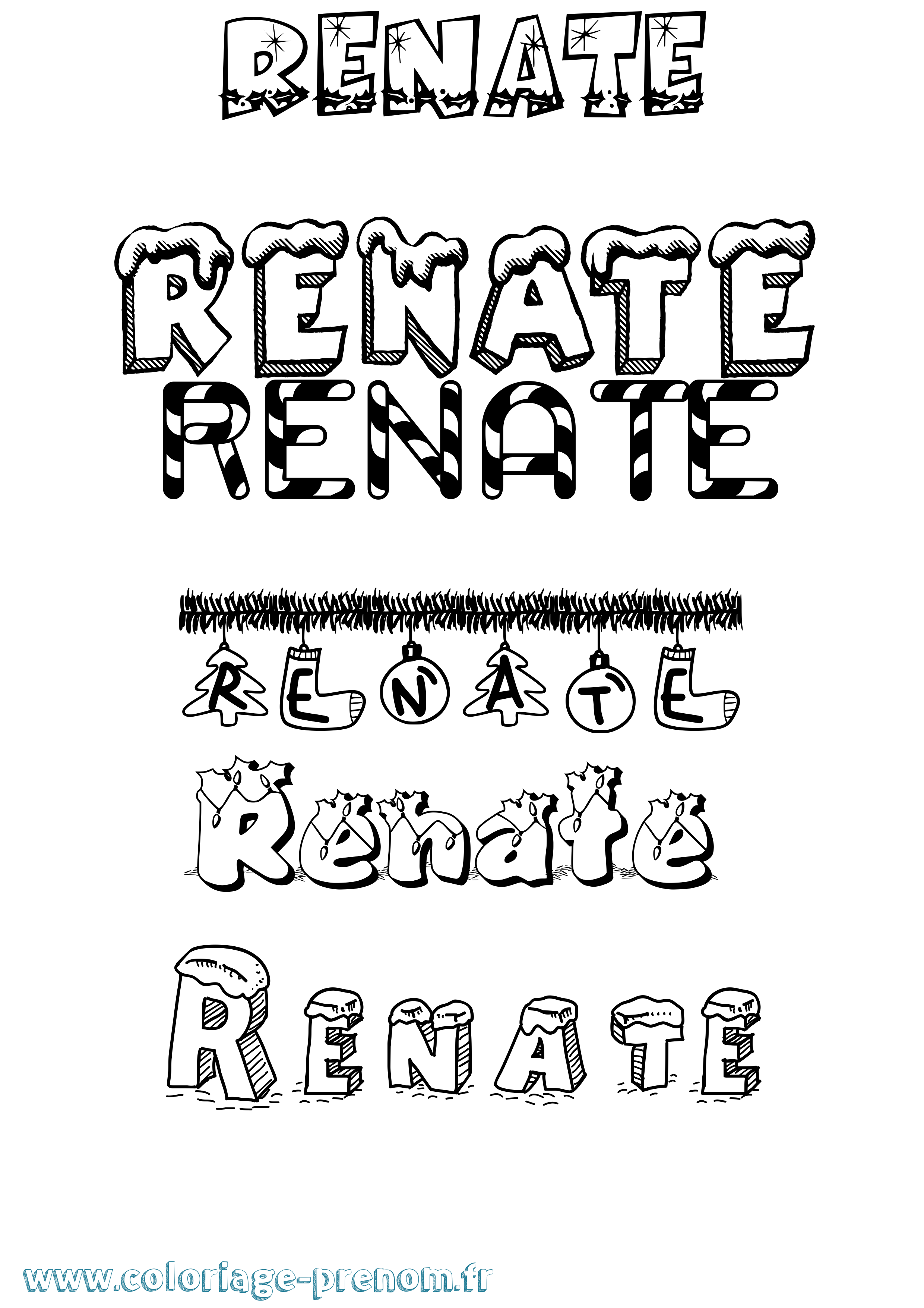 Coloriage Renate Noël Coloriage prénom Renate Noël