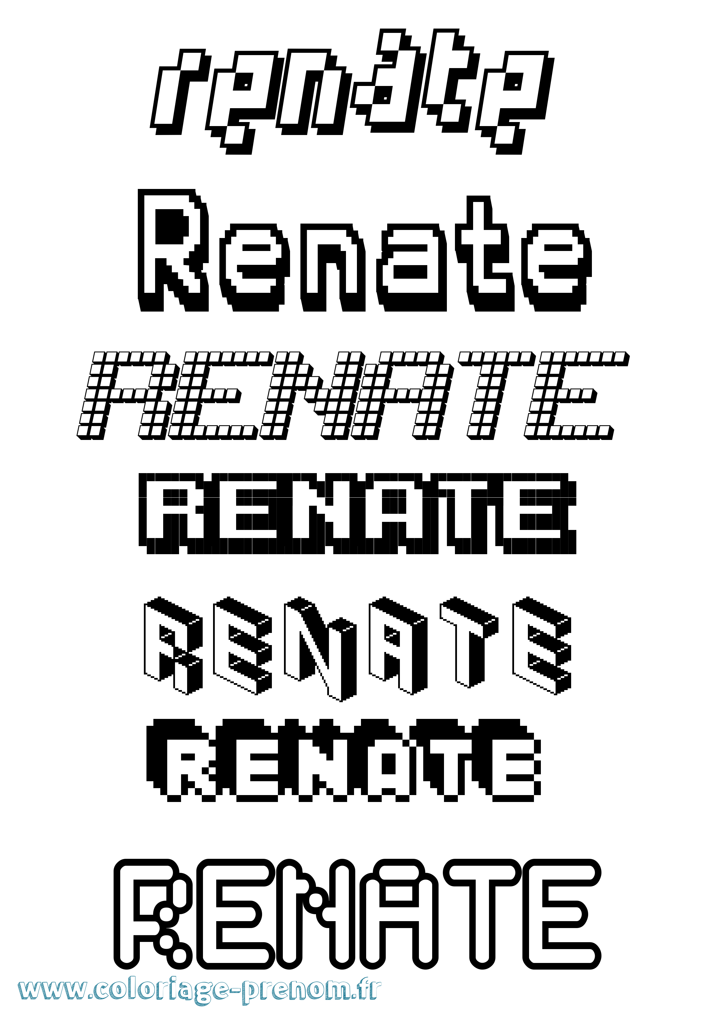 Coloriage Renate Pixel Coloriage prénom Renate Pixel