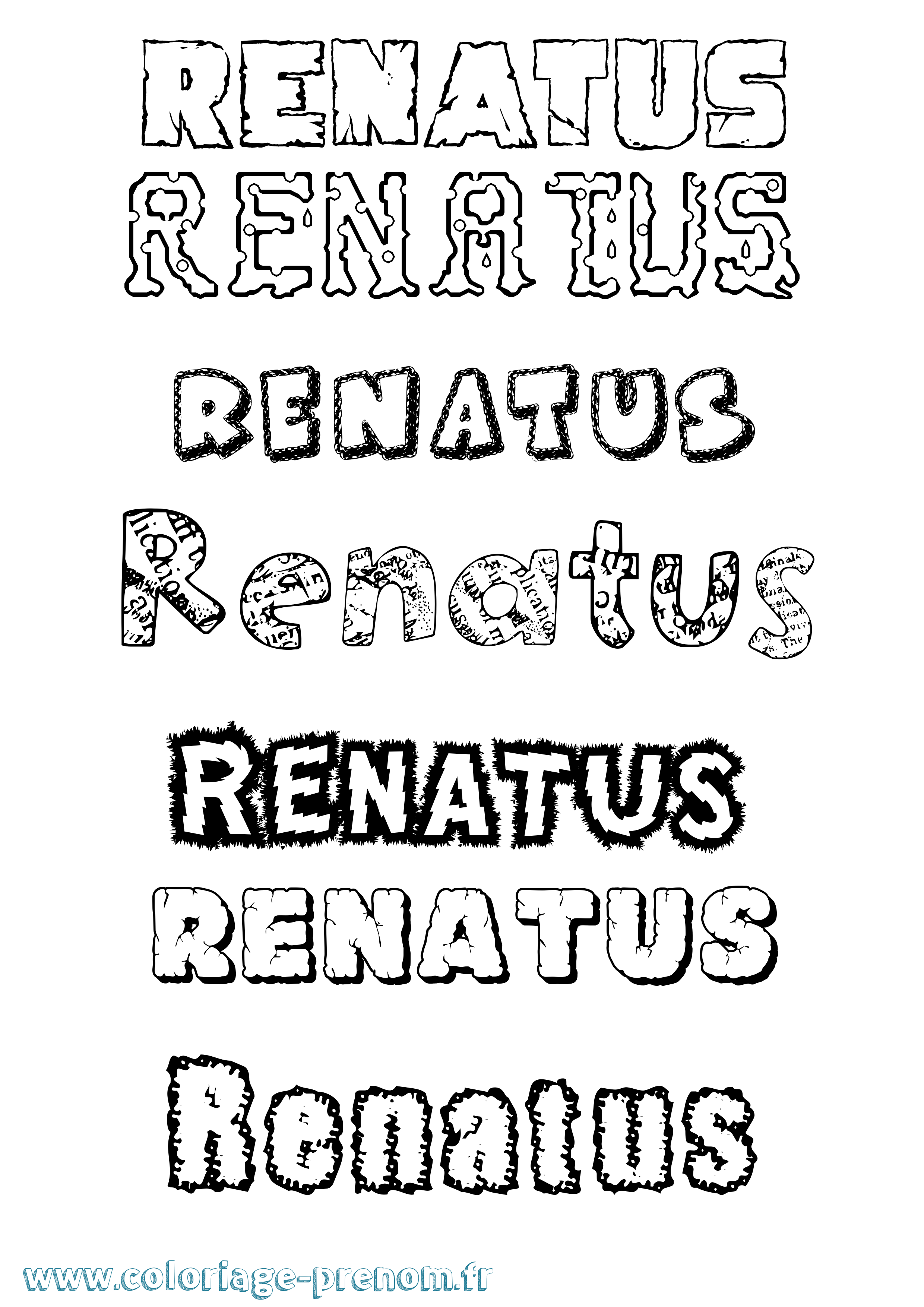 Coloriage Renatus Destructuré Coloriage prénom Renatus Destructuré