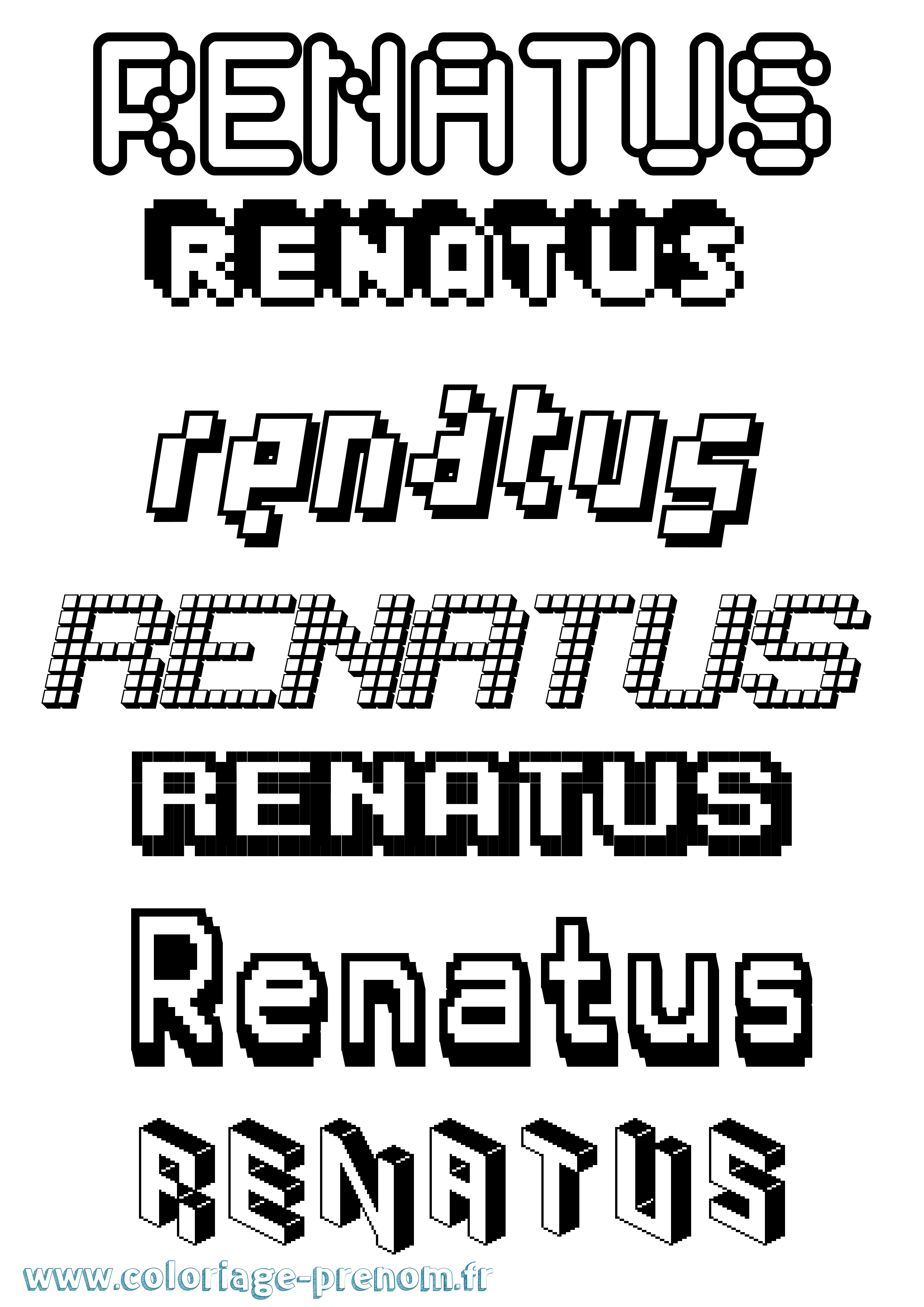 Coloriage Renatus Pixel Coloriage prénom Renatus Pixel