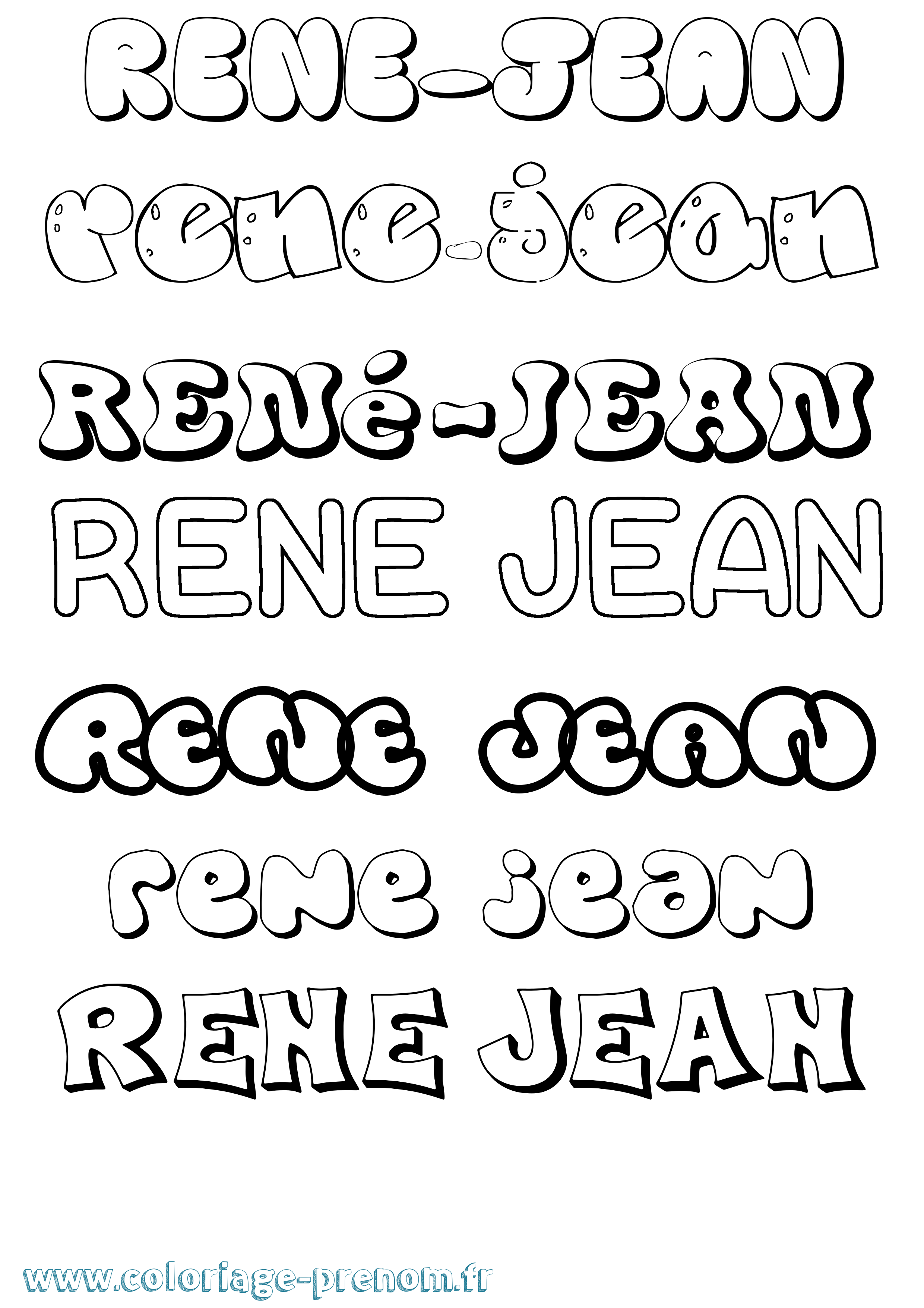 Coloriage René-Jean Bubble Coloriage prénom René-Jean Bubble