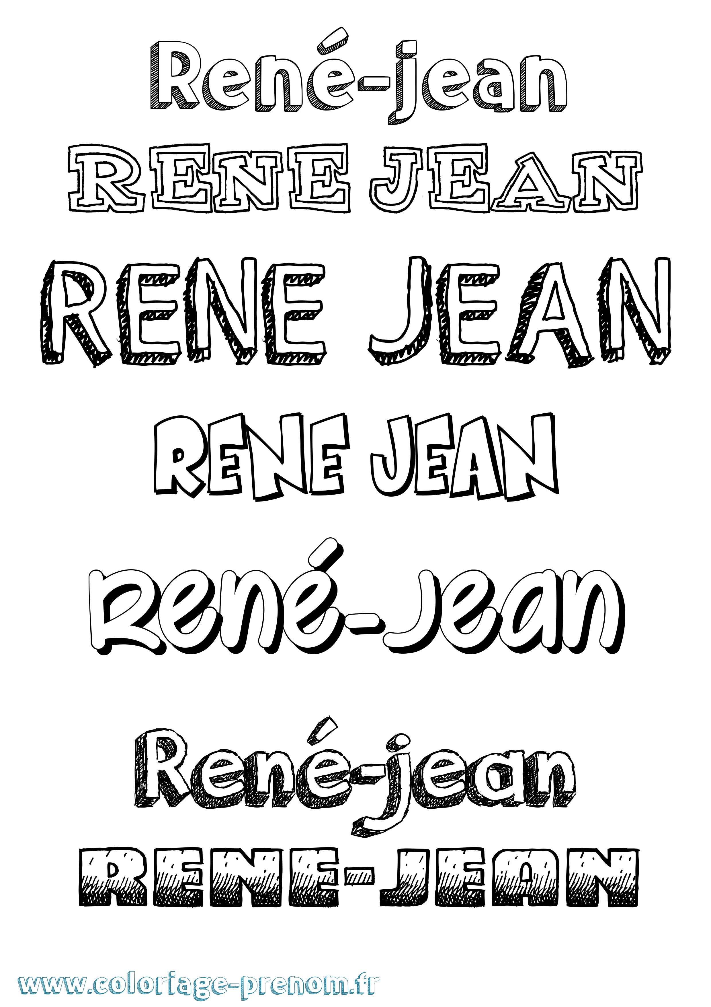 Coloriage René-Jean Dessiné Coloriage prénom René-Jean Dessiné