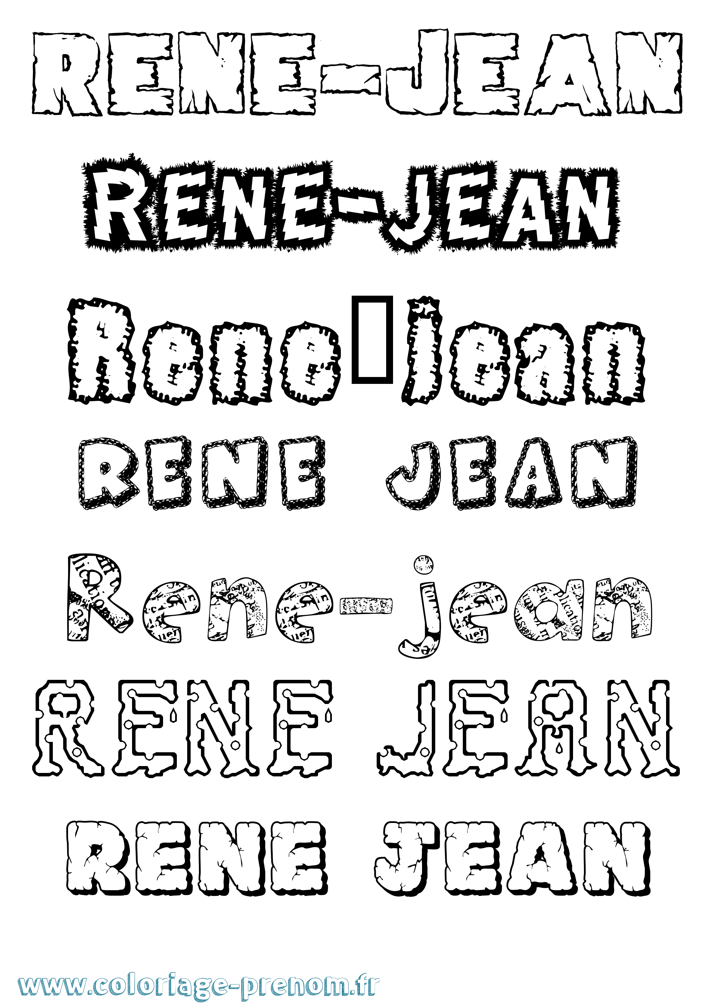 Coloriage René-Jean Destructuré Coloriage prénom René-Jean Destructuré